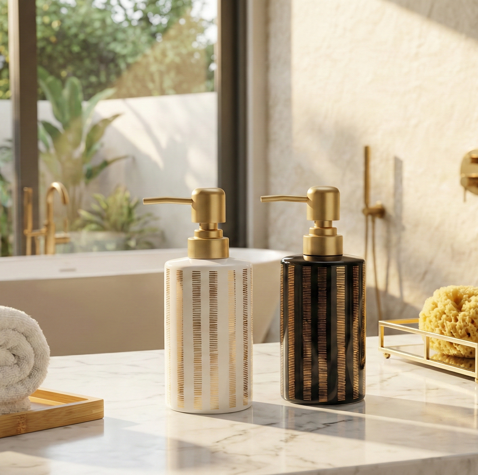 Earthy Striped Pattern Soap Dispenser (Single)