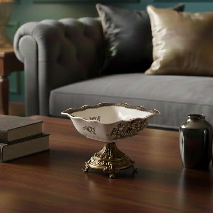 Grandiose Square Bowl With Gold Base
