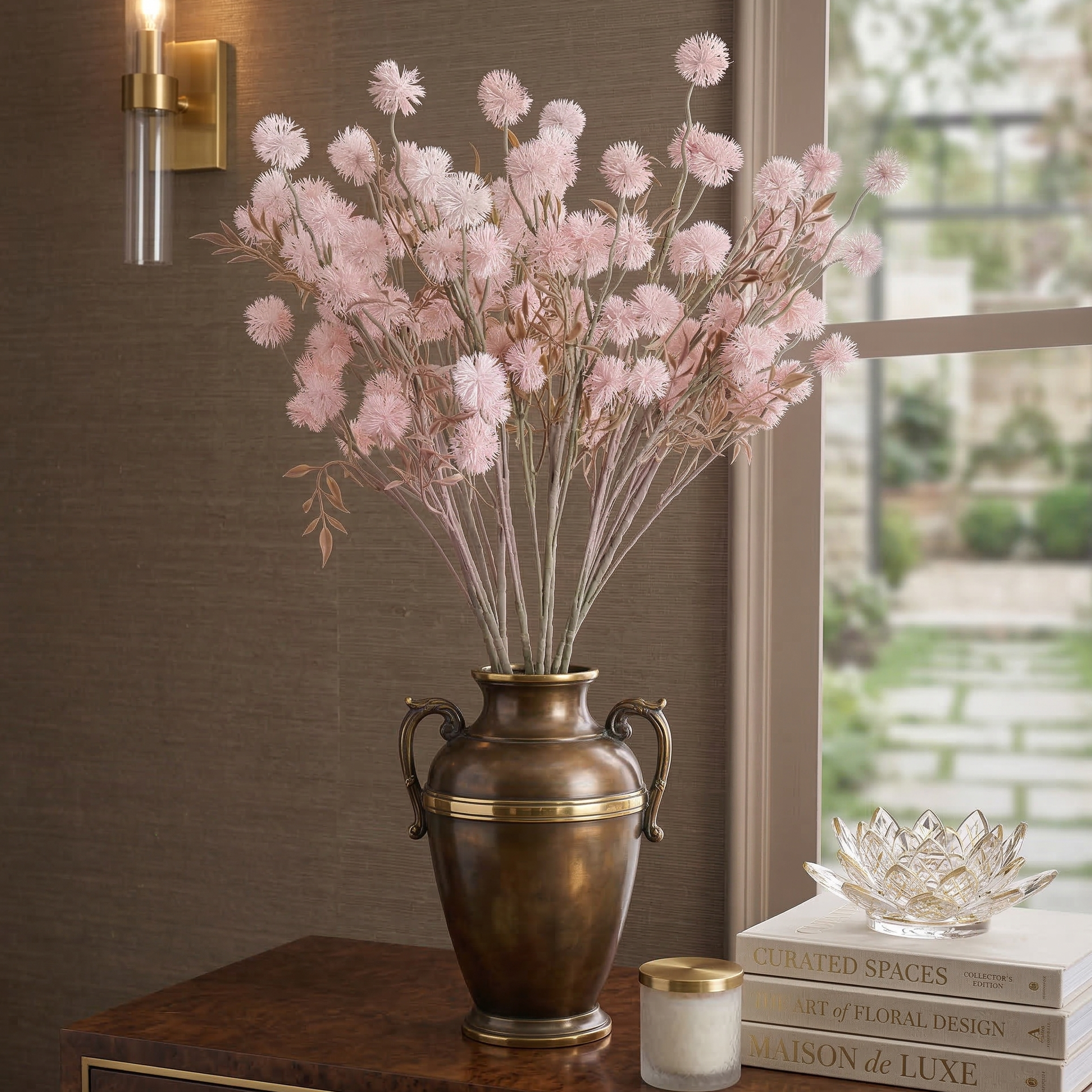 Faux Blush Pink Globe Thistle Stem (Single)