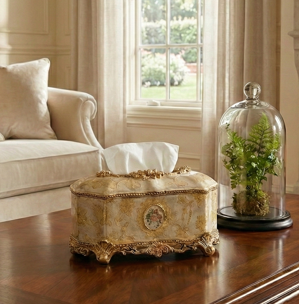 Regalia Gold and Cream Tissue Holder