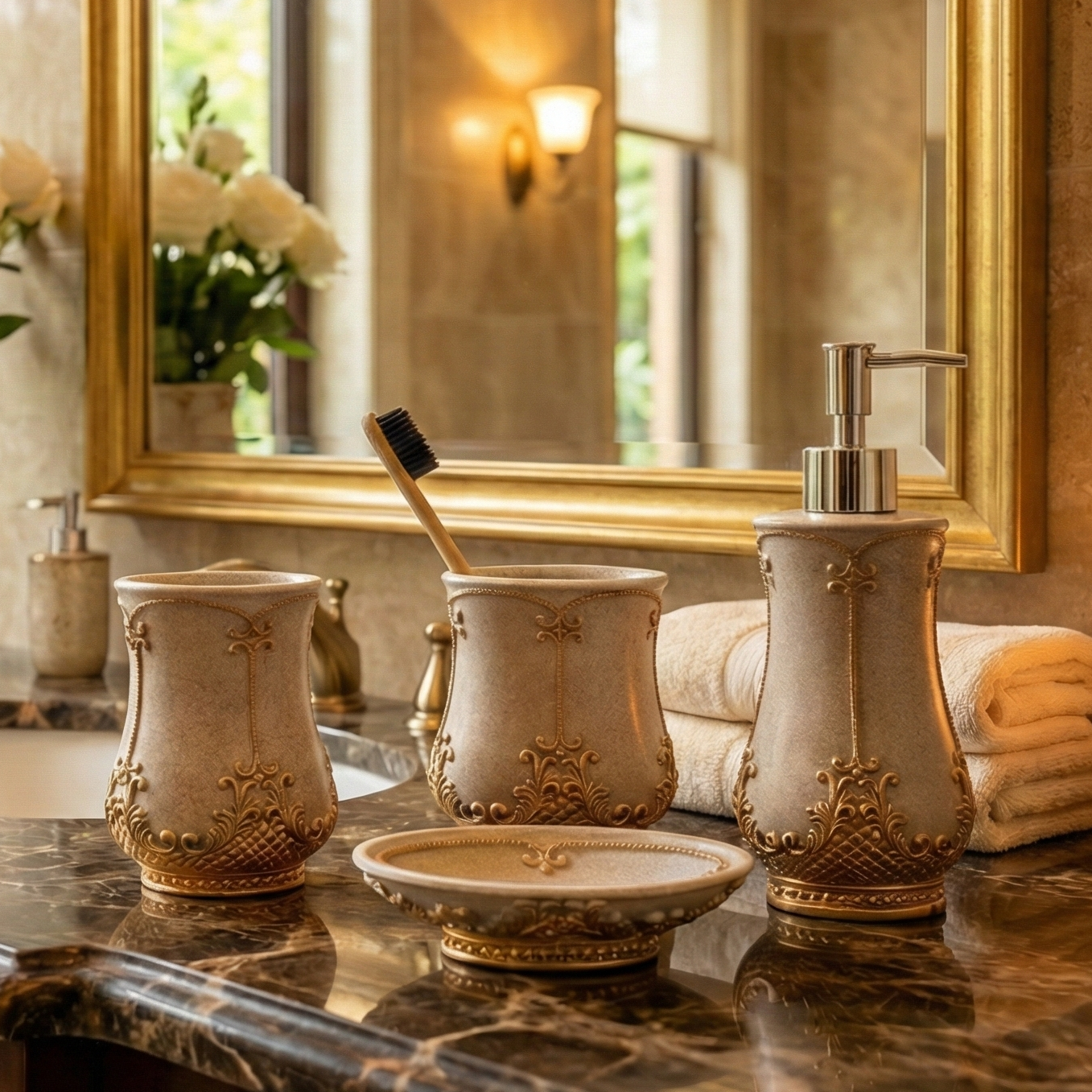 Grandeur Gilded 4 Piece Bath Set