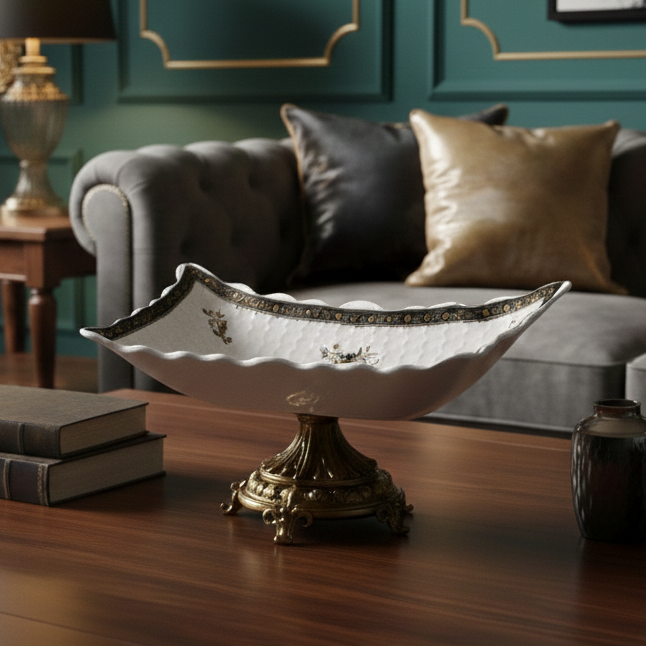 Grandiose Rectangle Platter With Gold Base