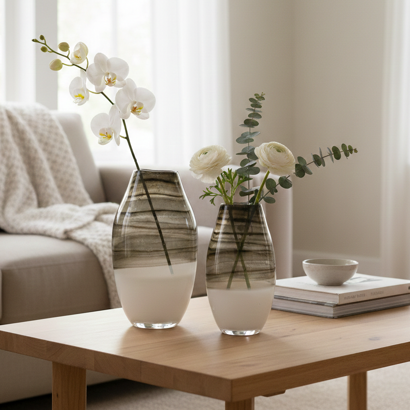 Horizontal Stripe Ombre Glass Vase (Single)