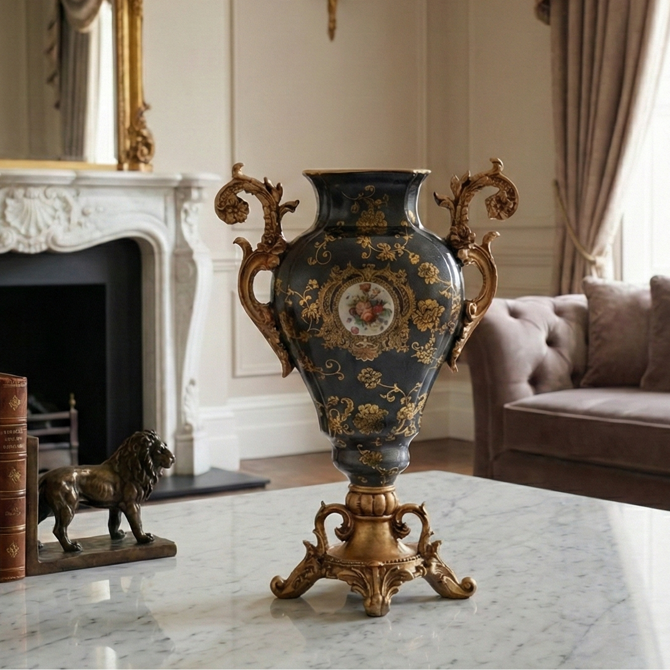 Regalia Gold and Navy Vase (Large)