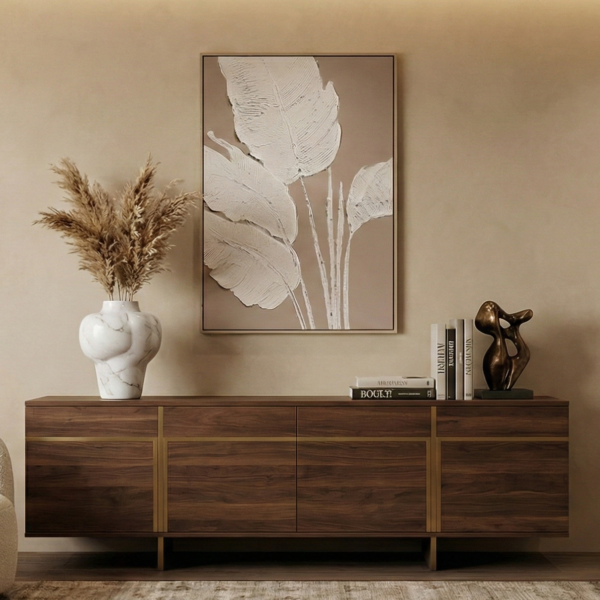 Sculptural Botanical Leaf Canvas Wall Art