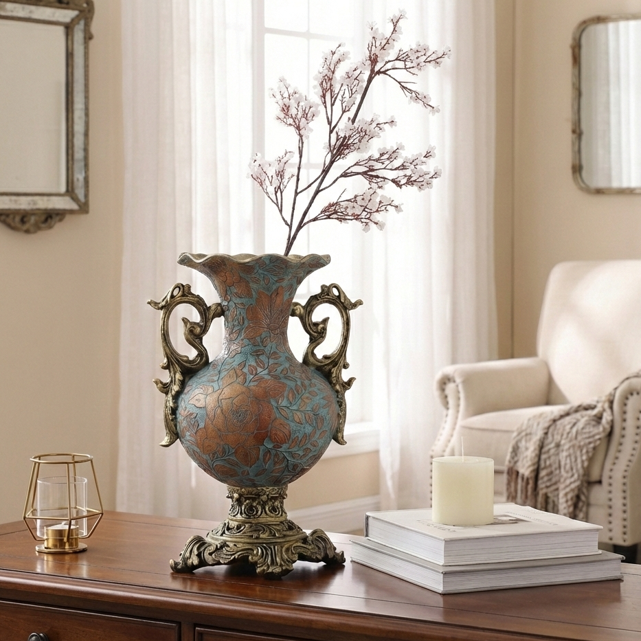 Tuscan Blue Vase With Handles