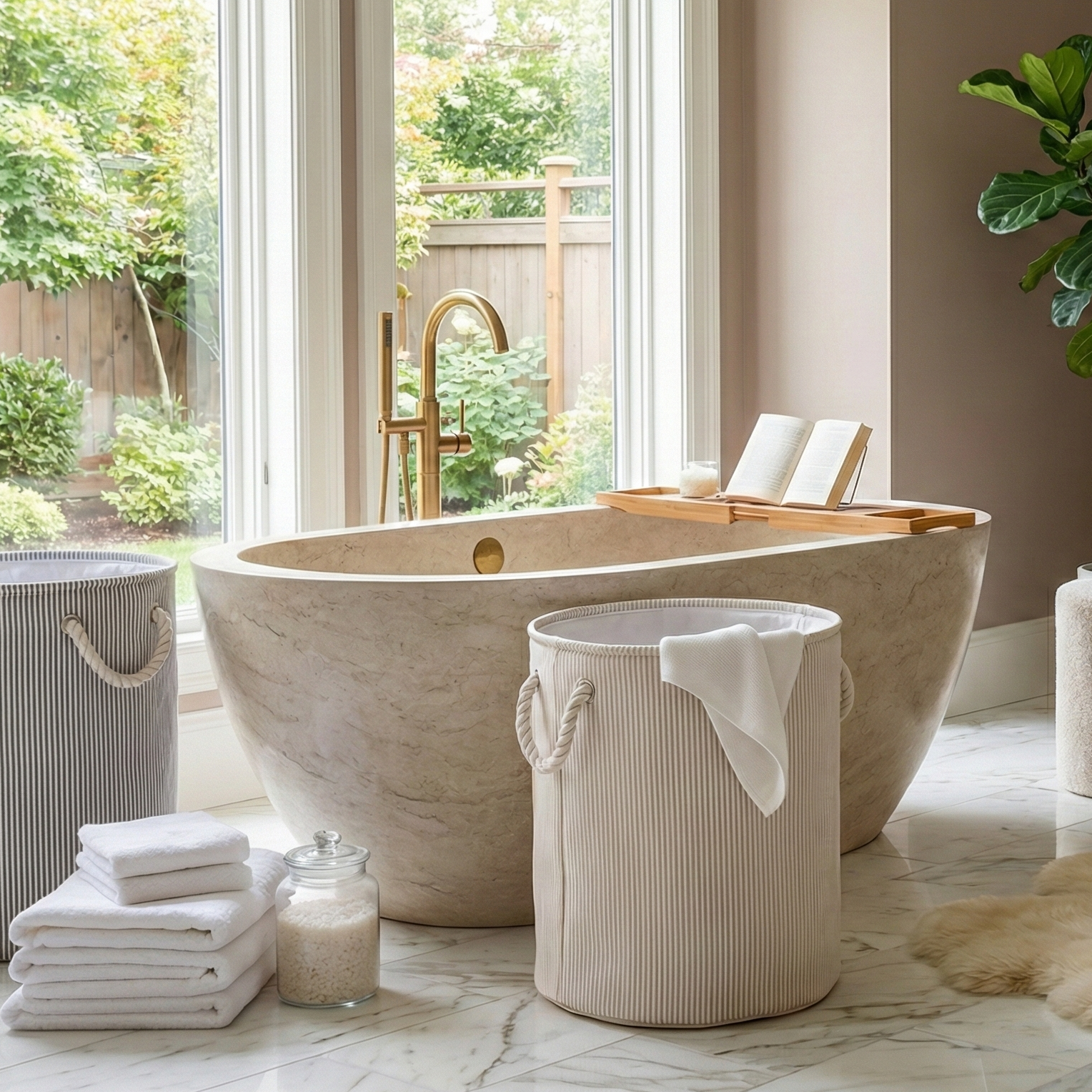 Cottage Stripe Laundry Basket (Single)