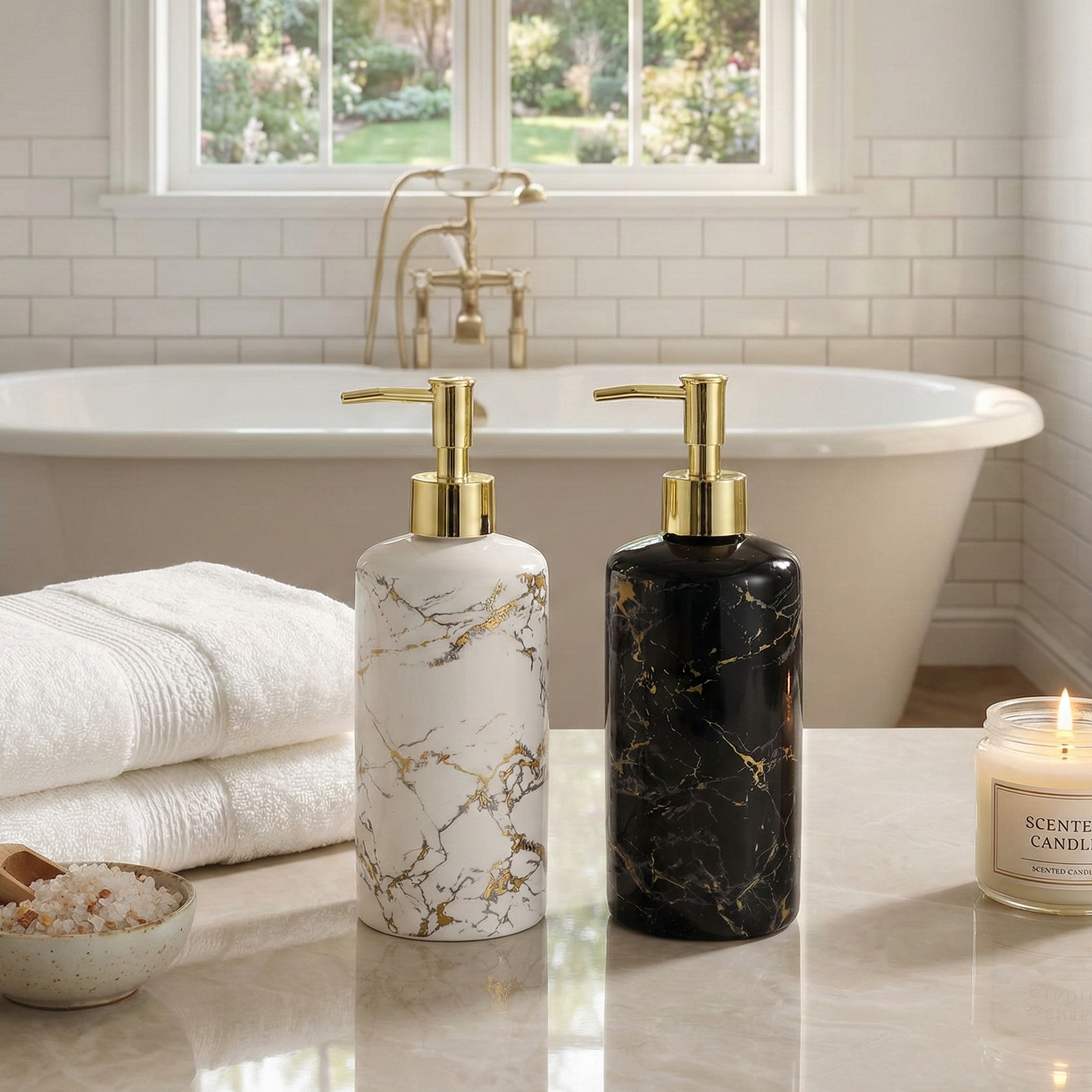 Tall Marble Pattern Soap/Lotion Dispenser (Single)