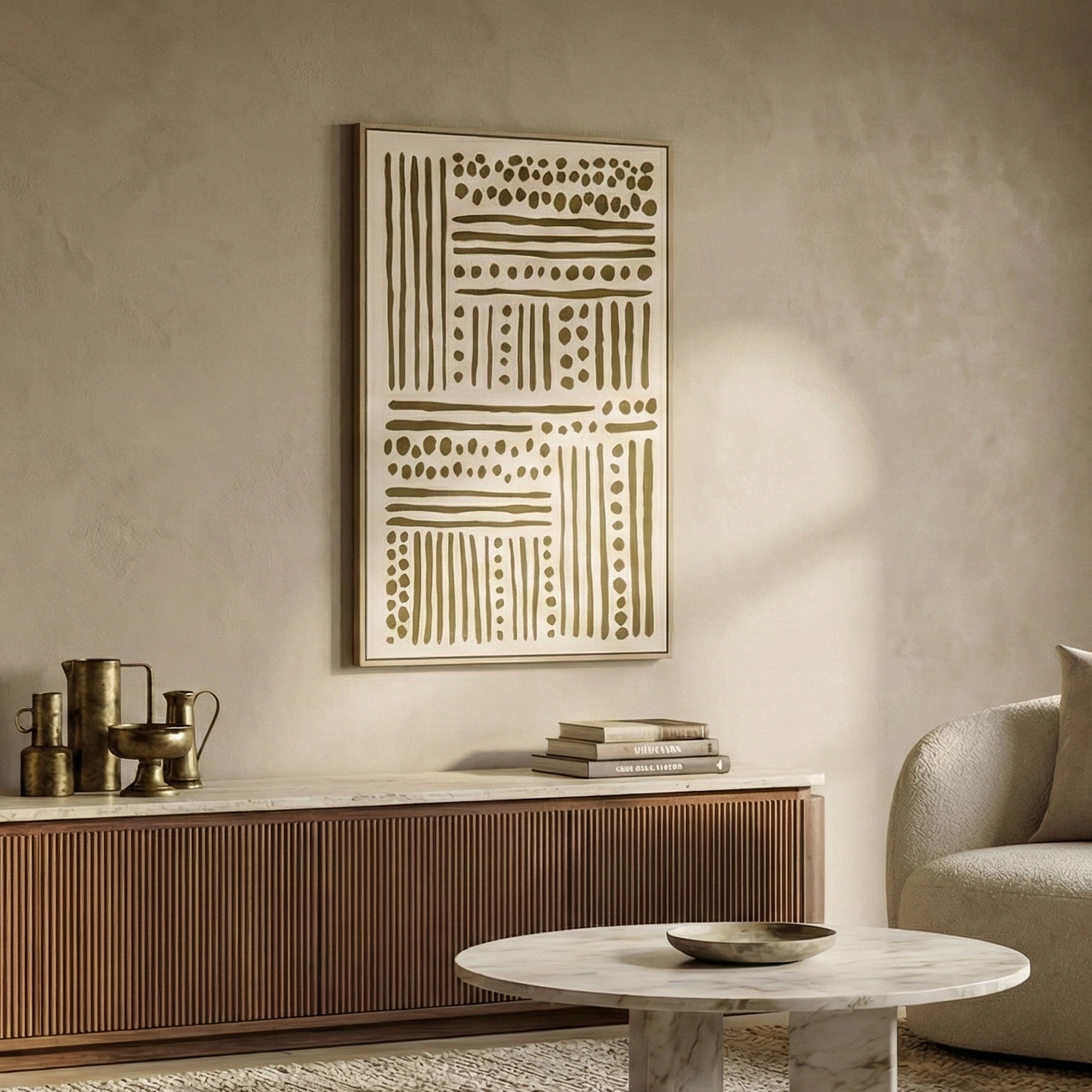 Textured Japandi Grid Canvas Wall Art