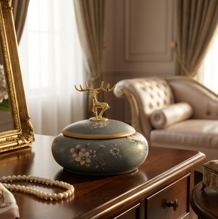 Magnolia Blue Jar With Stag Top