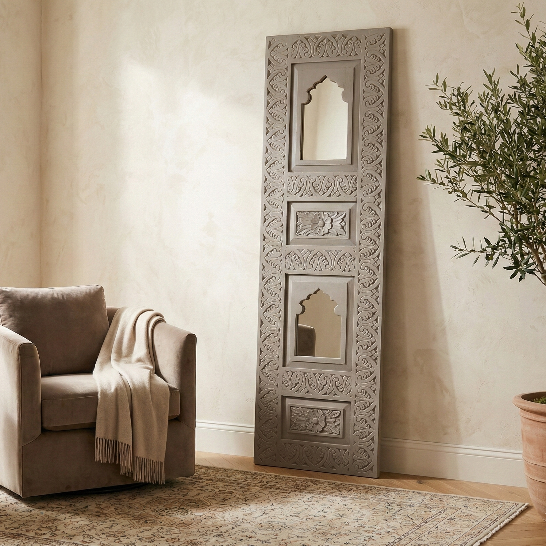 Alankrit Hand Carved Wall Mirror