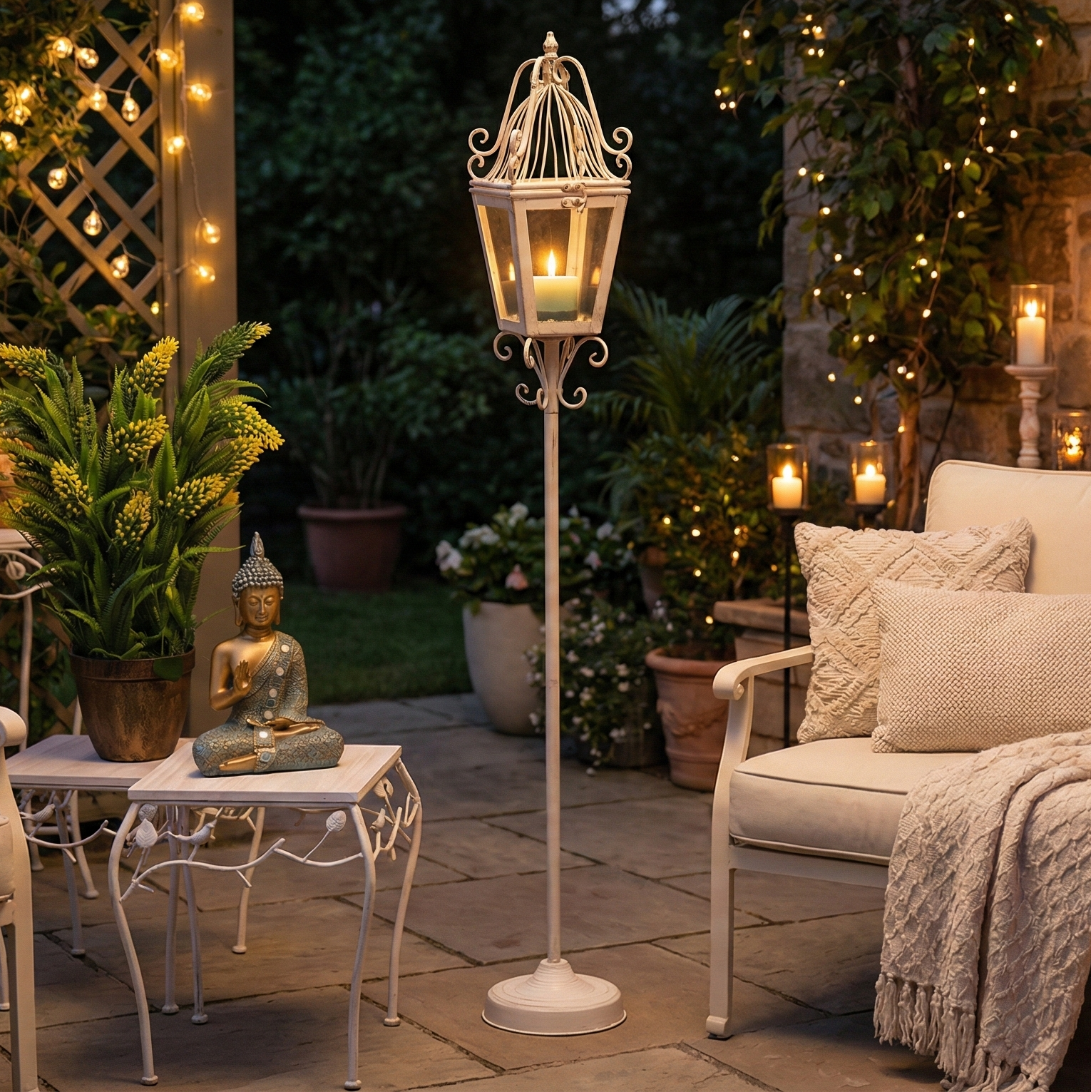 Victorian White Lamp Post