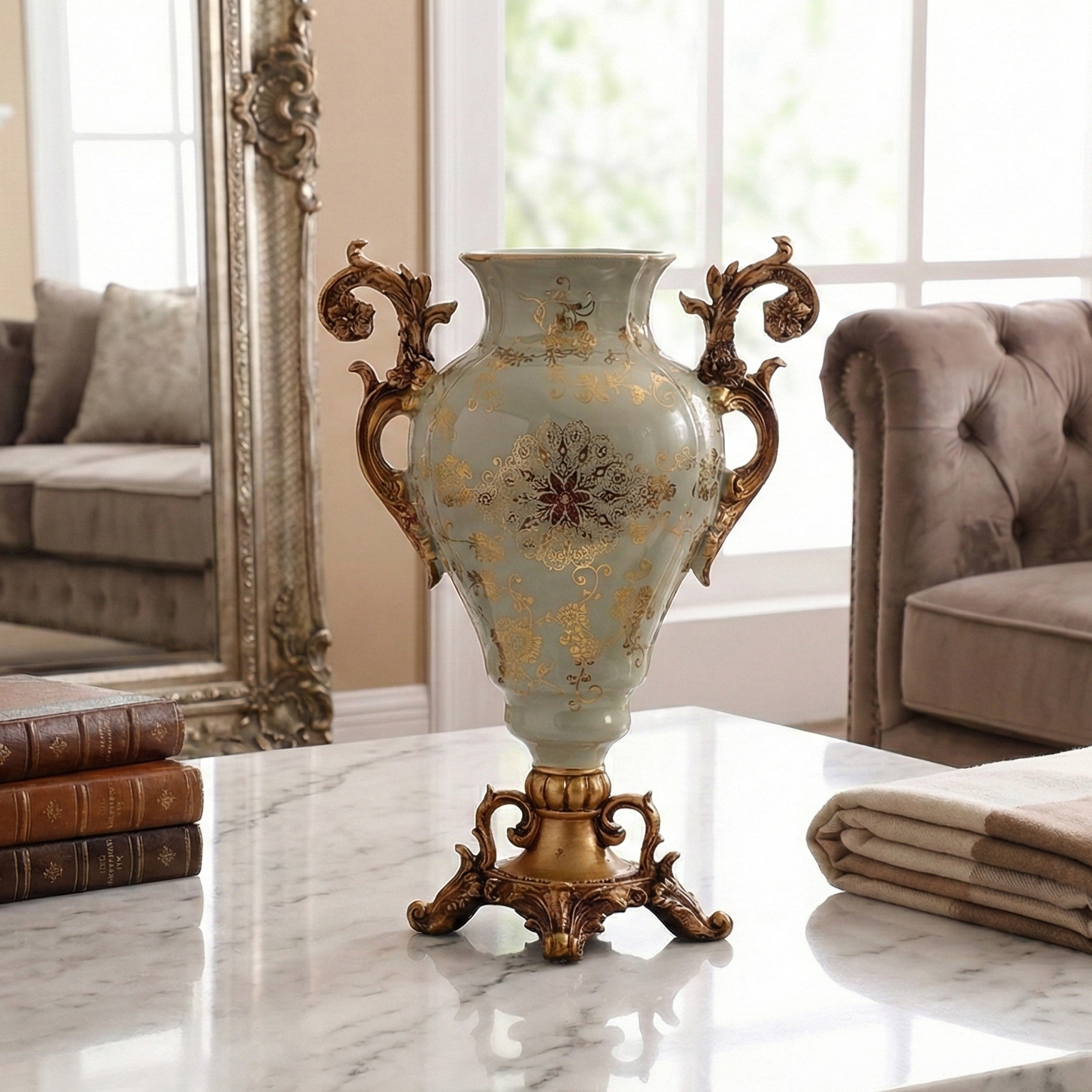 Regalia Gold and Blue Grey Vase (Large)
