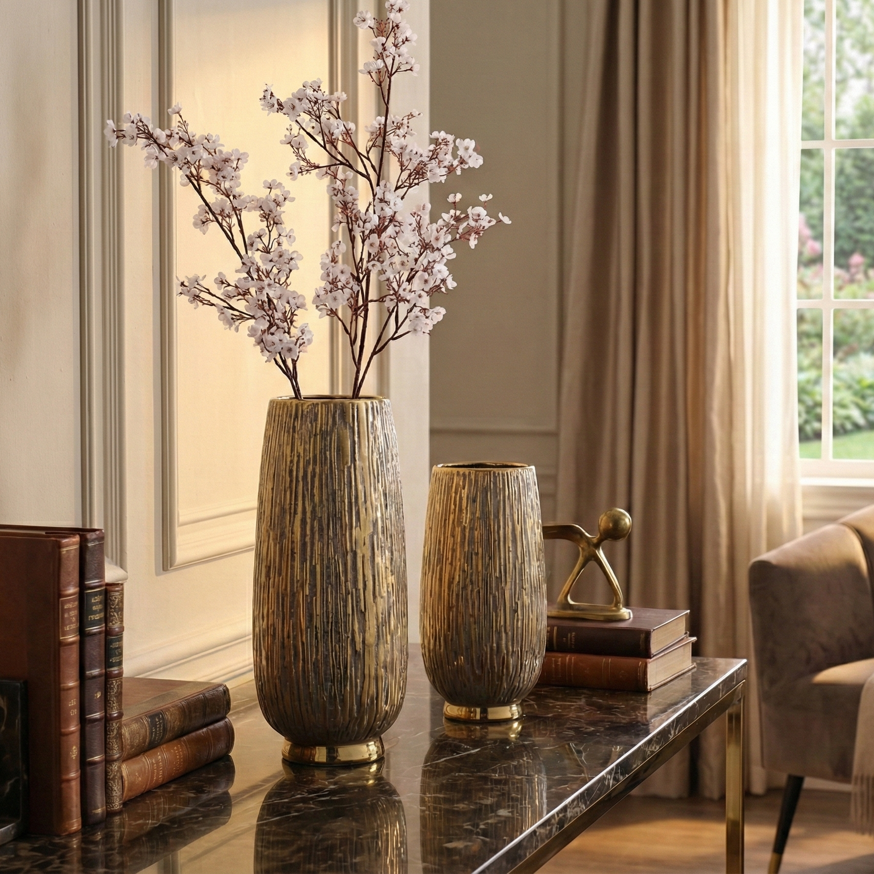 Luxe Gold Embossed Columnar Vase (Single)