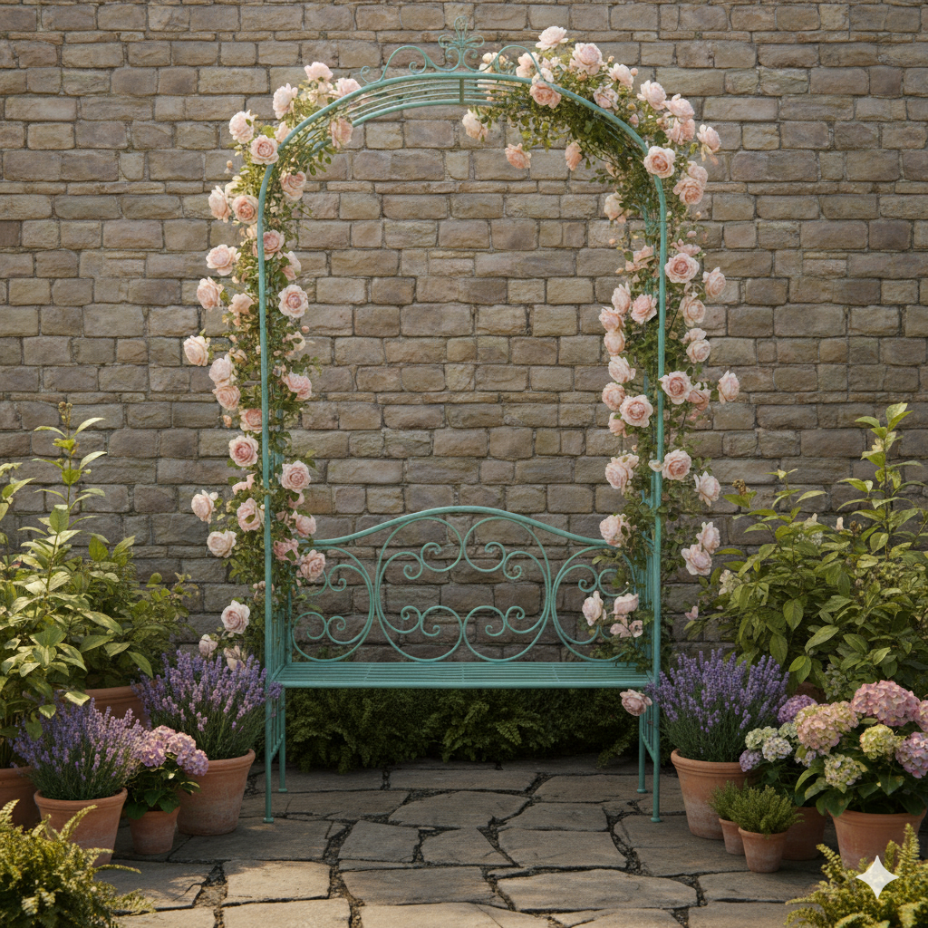 Olive Garden Outdoor Bench With Arch