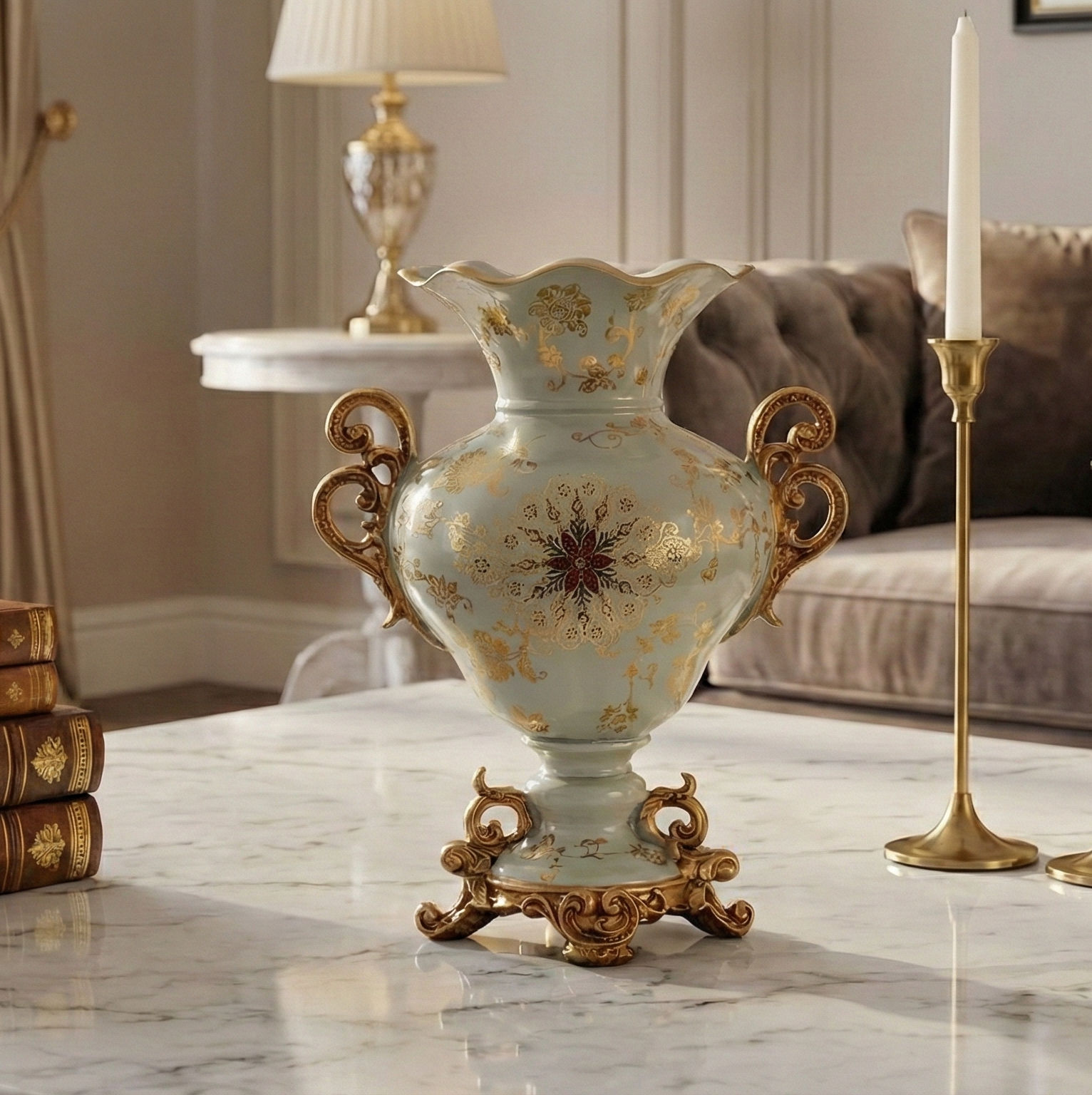 Regalia Gold and Blue Grey Vase (Medium/Short)