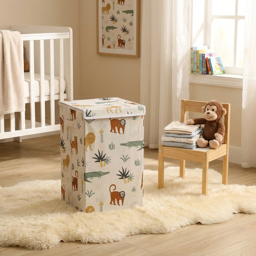 JungleJoy Laundry Bin (White)