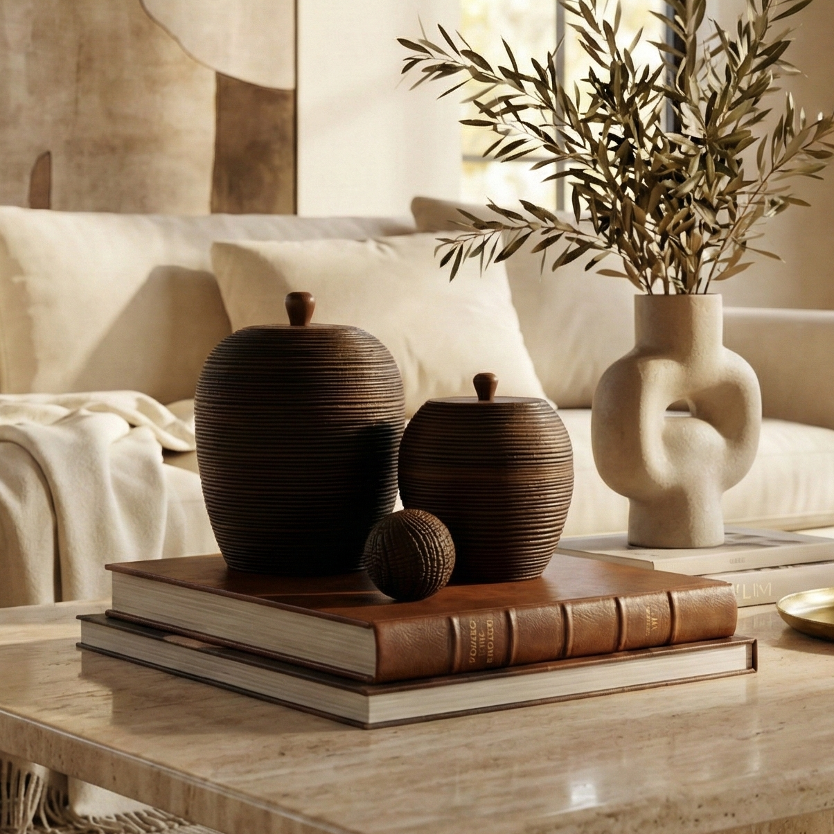 Dualora Sculpted Table Accent (Brown)