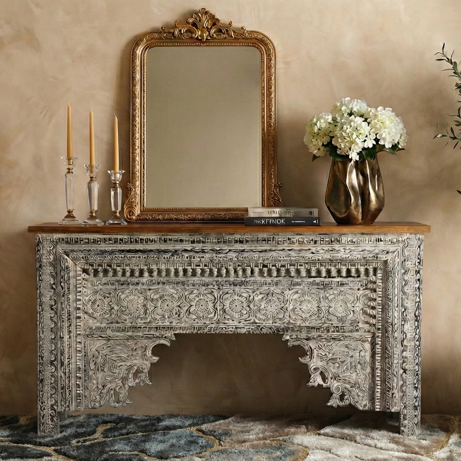 Riwaayat Handcrafted Navy Blue Console Table