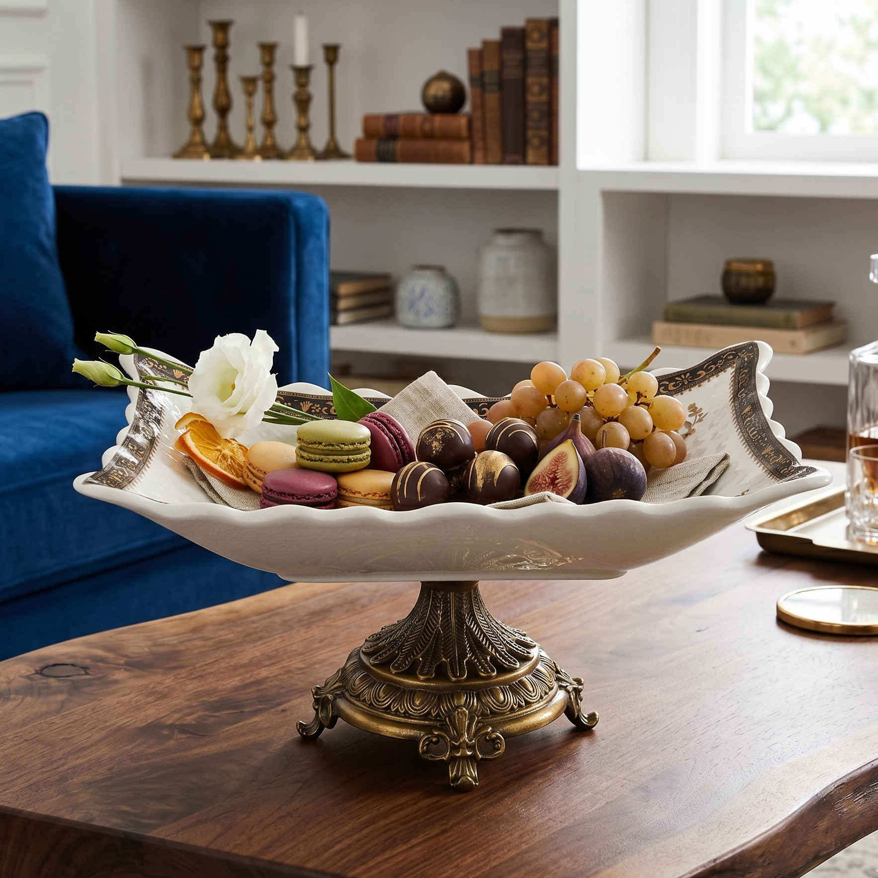 Grandiose Rectangle Platter With Gold Base