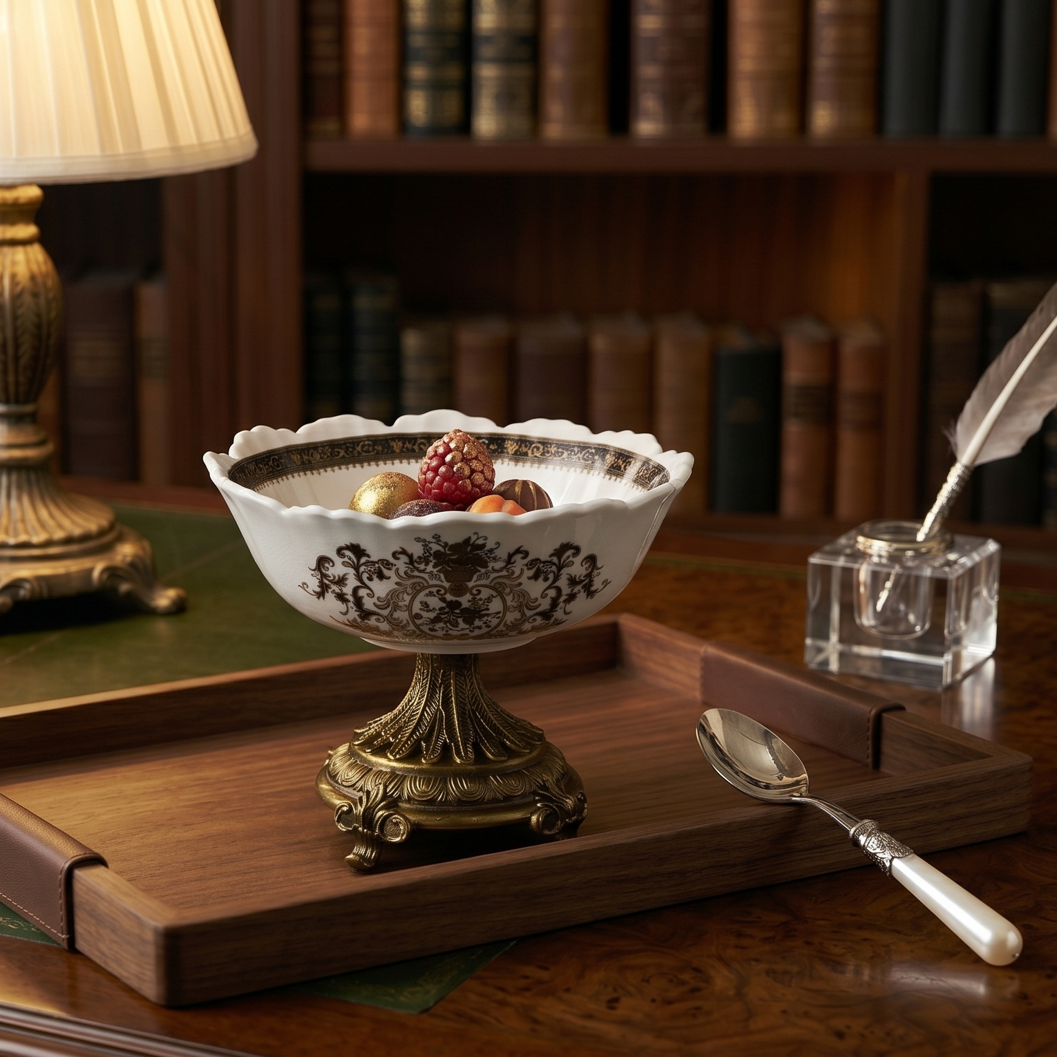 Grandiose Round Bowl With Gold Base