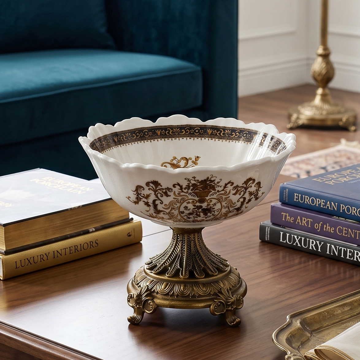 Grandiose Round Bowl With Gold Base