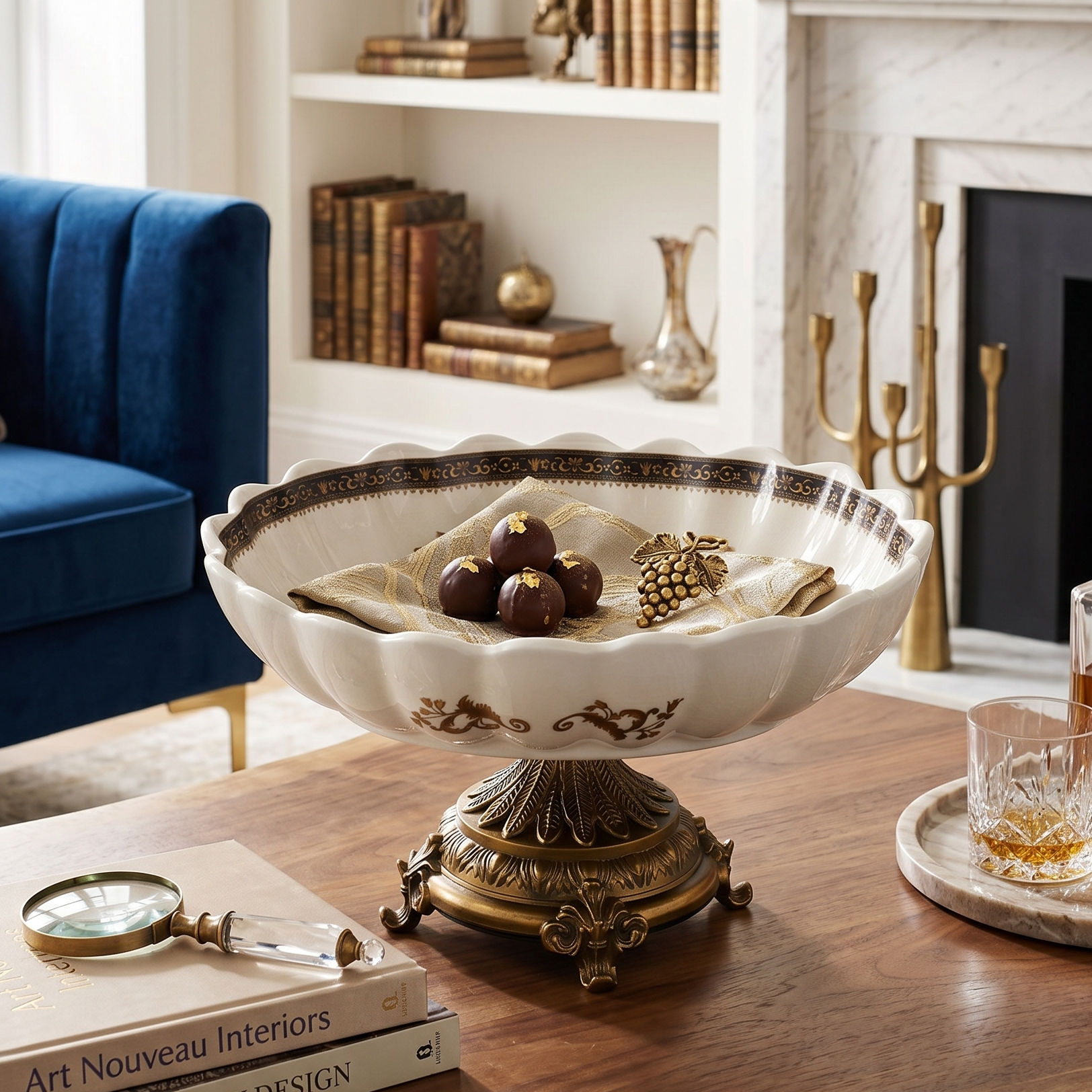 Grandiose Round Bowl With Gold Base (Large)