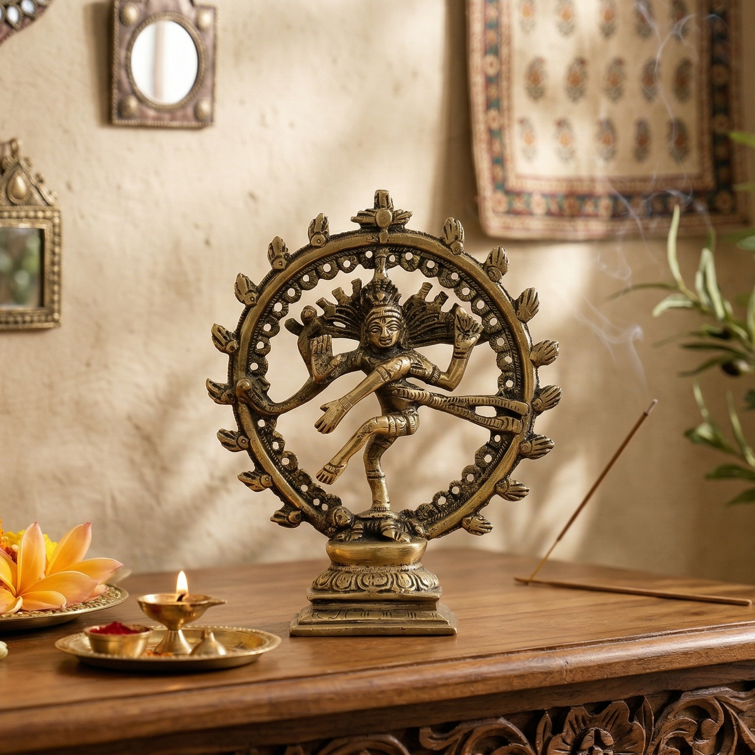 Handcrafted Brass Natraj (Antique Gold)