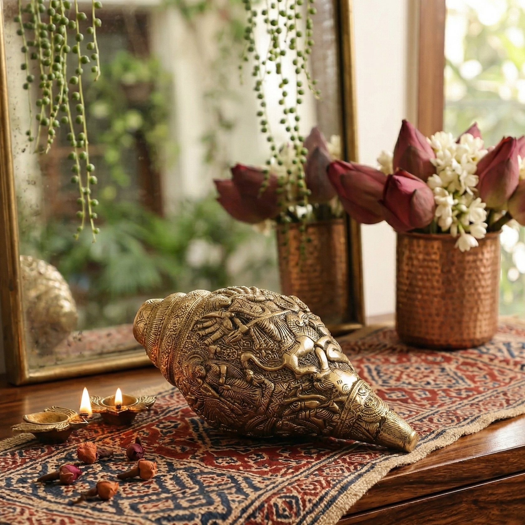 Handcrafted Brass Shankh - Devi Avataar