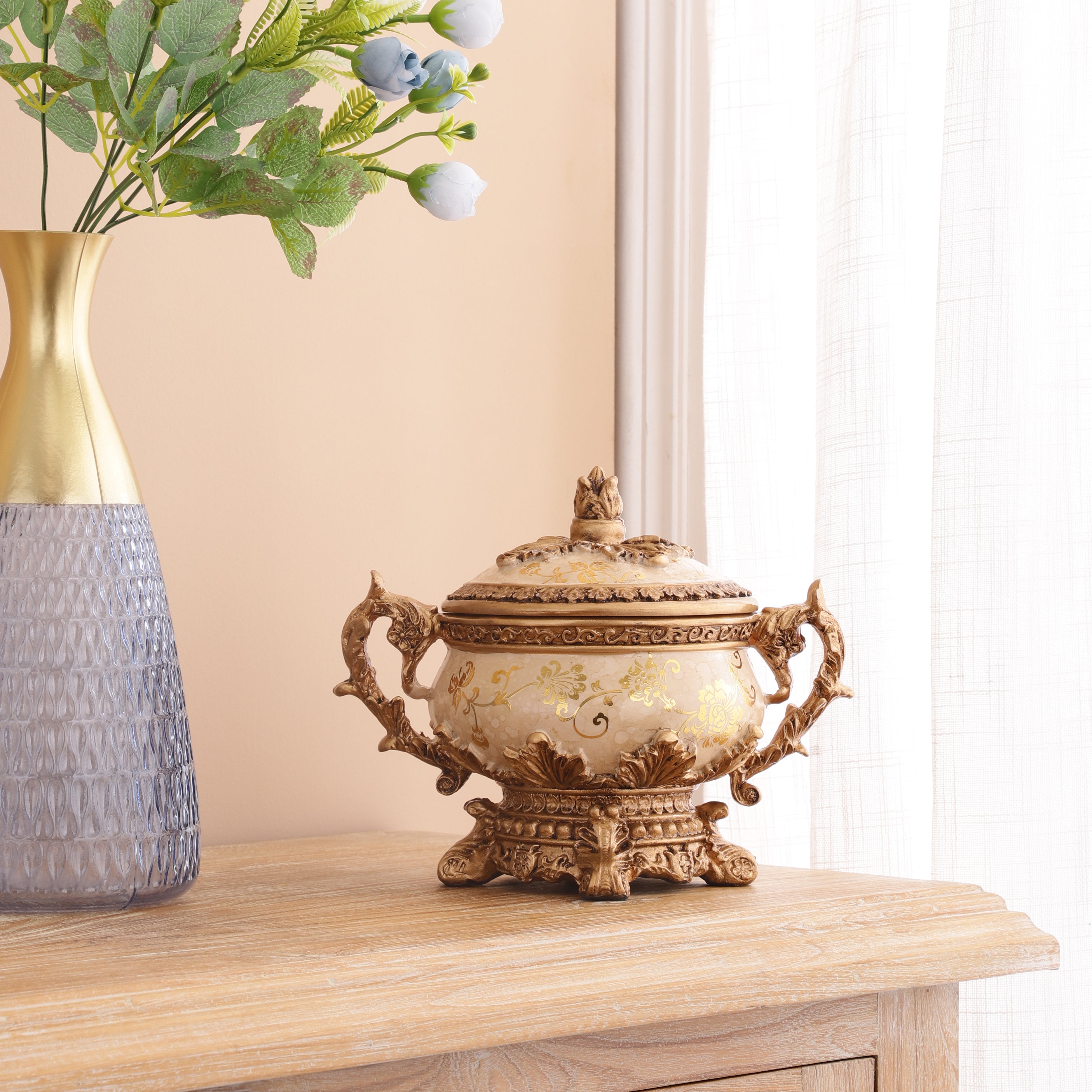 Regalia Gold and Cream Jar with Lid