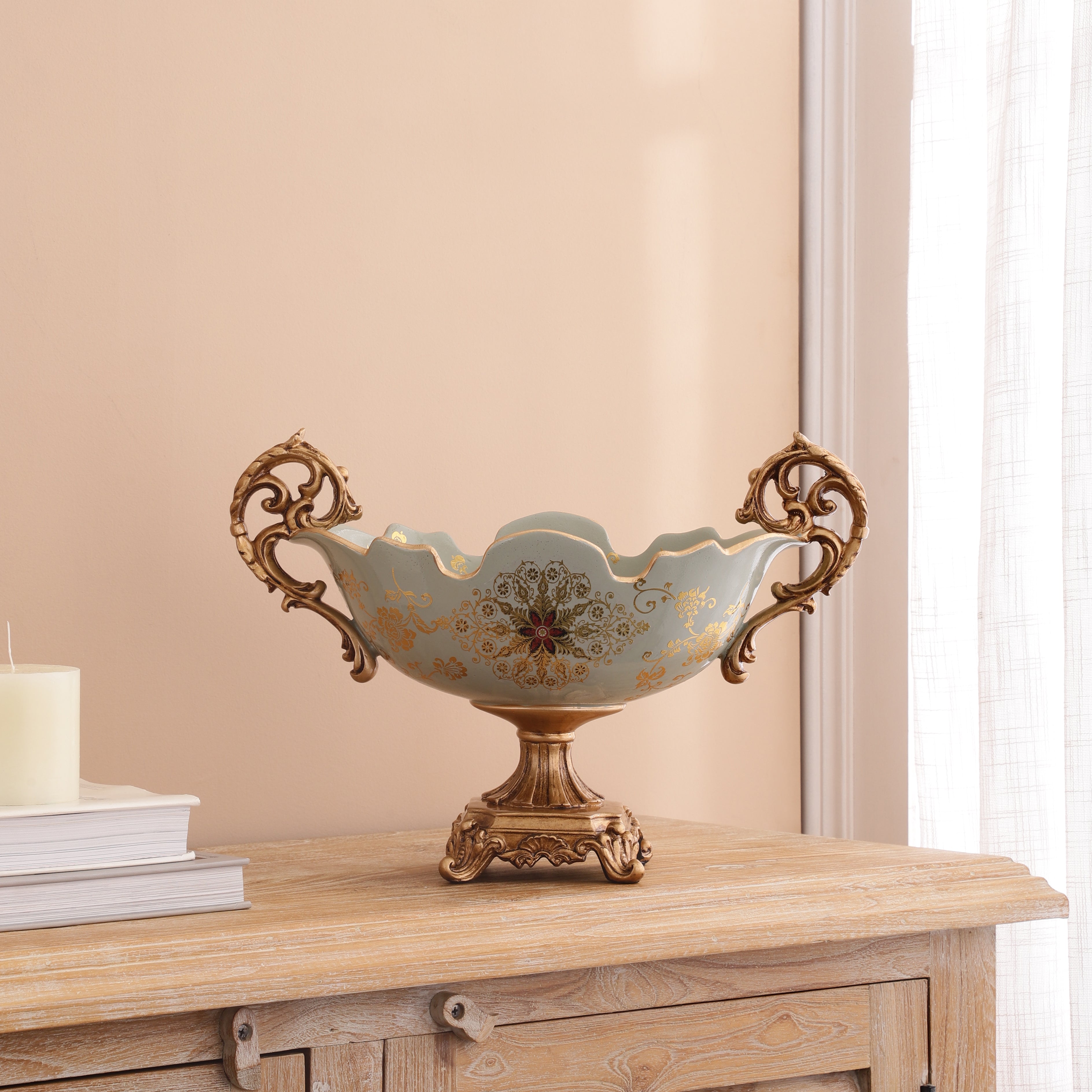 Regalia Gold and Blue Platter with Gold Base