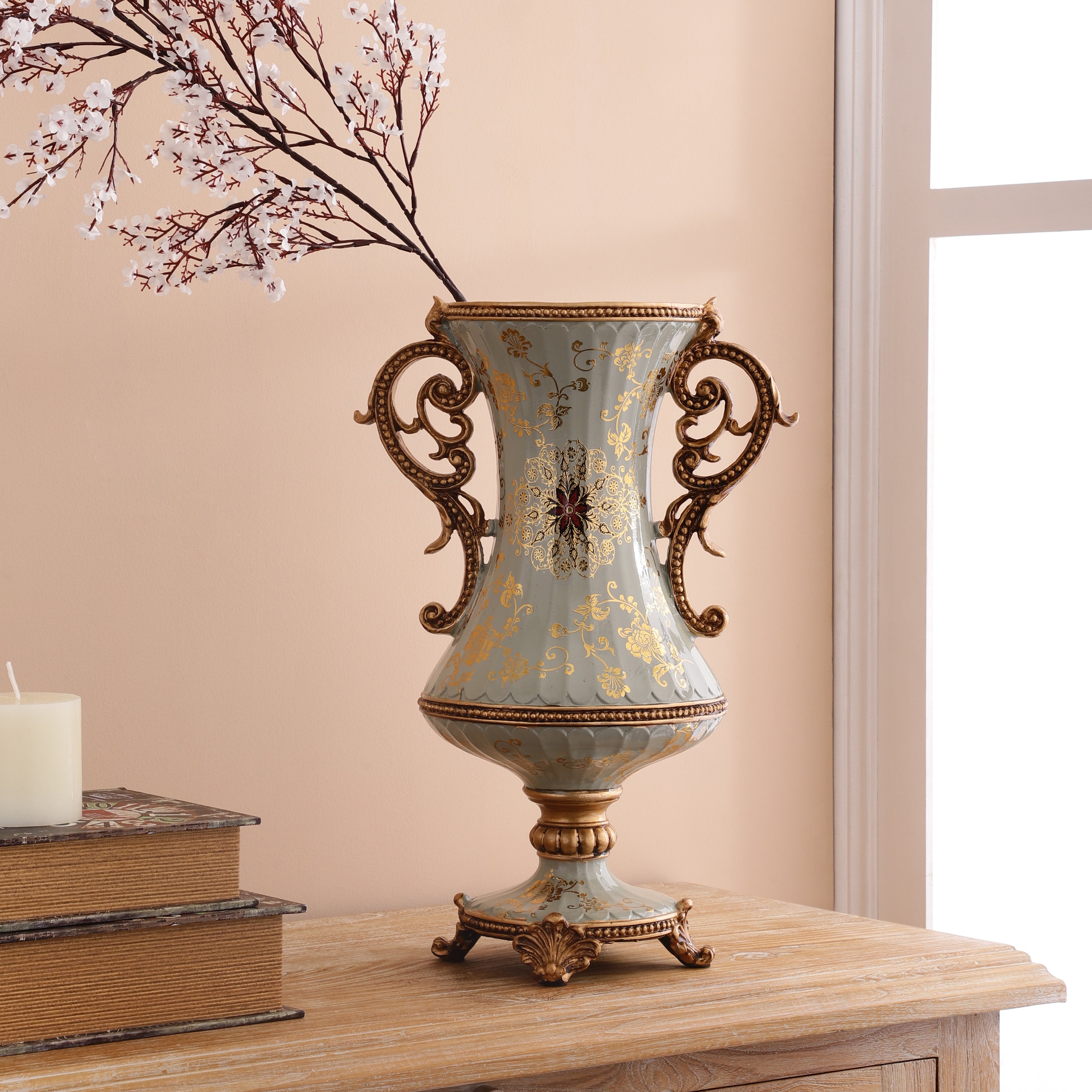 Regalia Gold and Blue Grey Vase (Chalice)