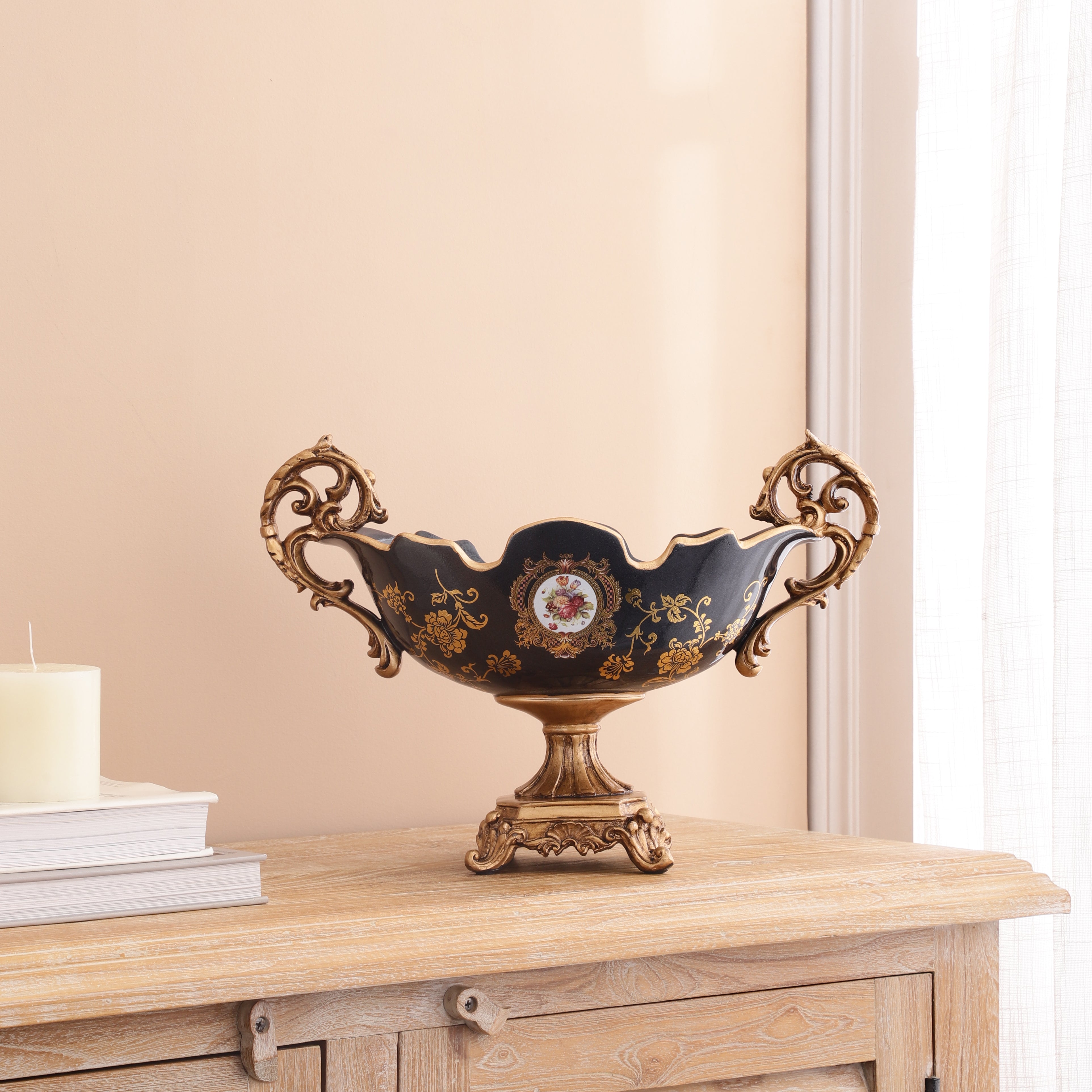 Regalia Gold and Navy Platter with Gold Base
