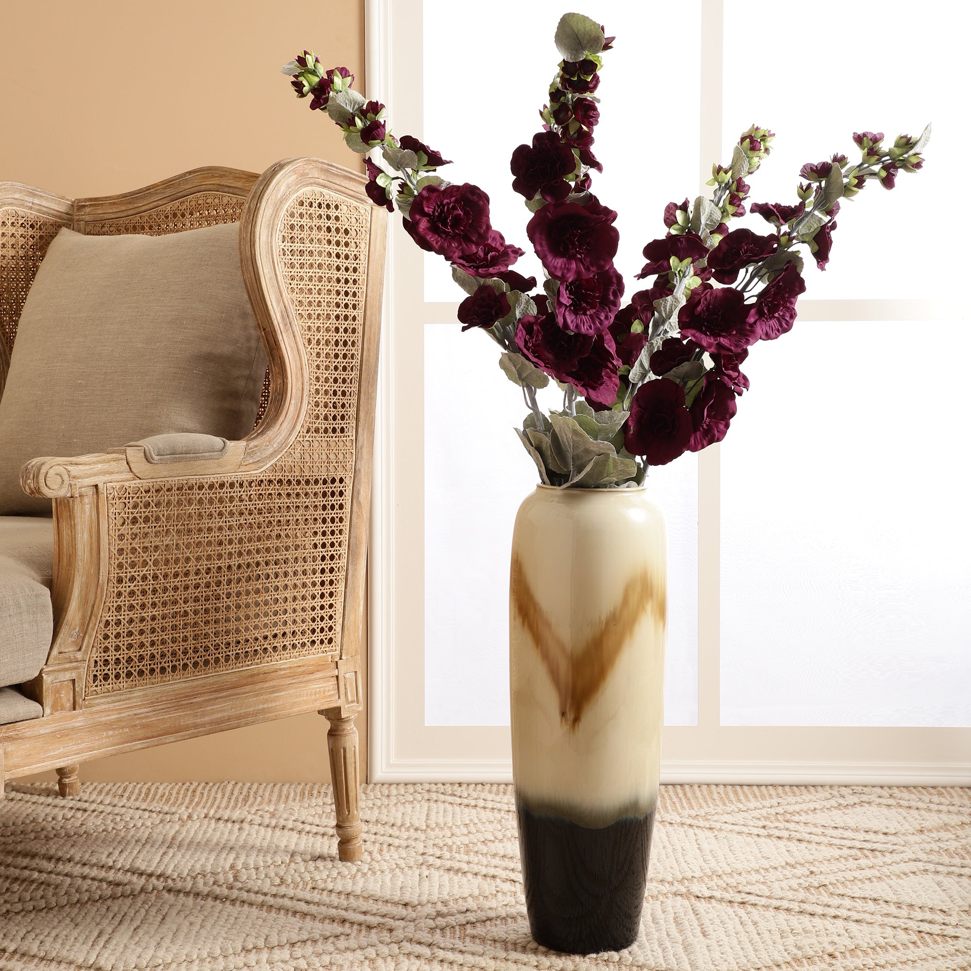 Violet Hollyhock Faux Flower Stick (Single)