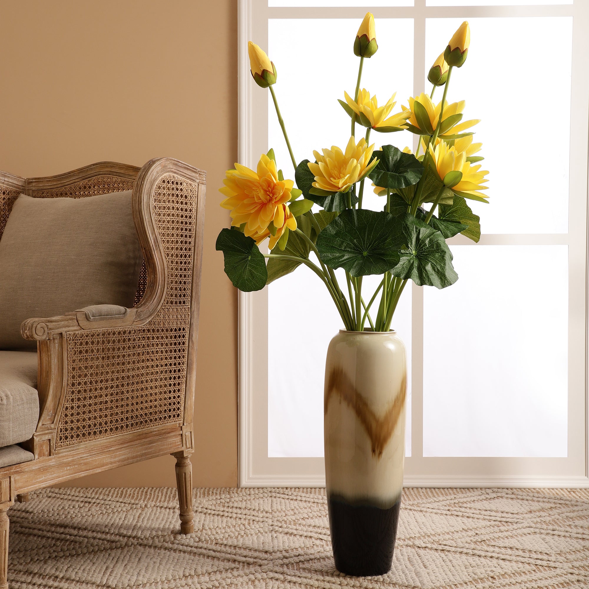 Yellow Water Lily Faux Flower Stick (Single)