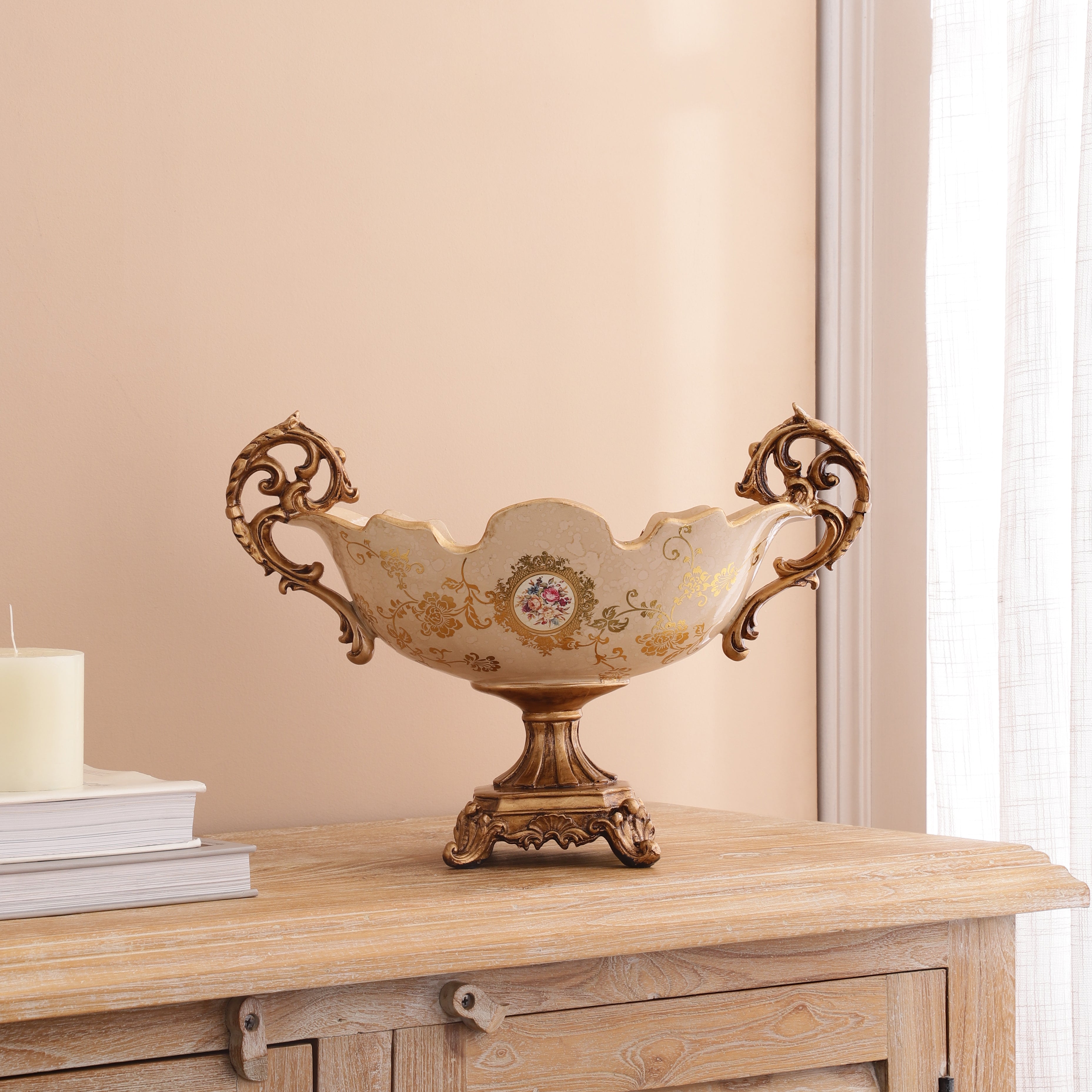Regalia Gold and Cream Platter with Gold Base