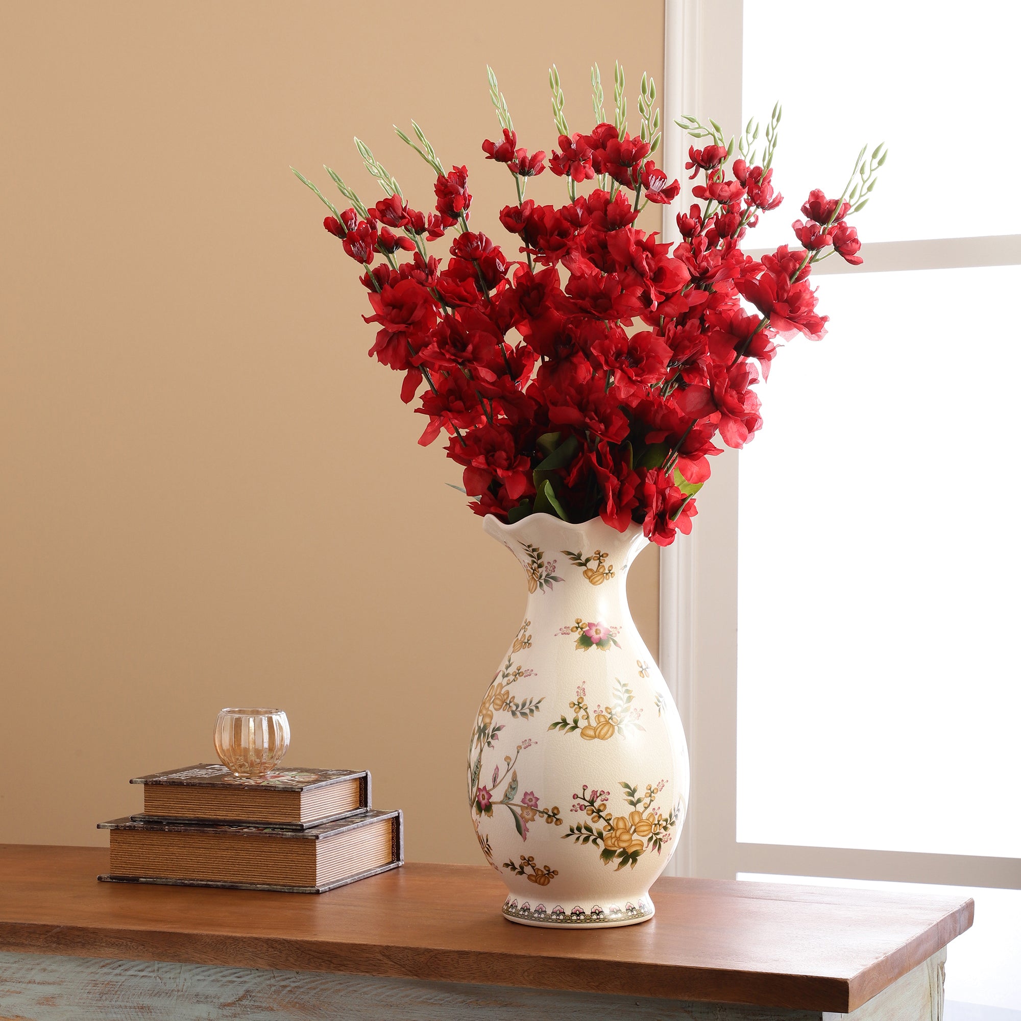 Red Gladiolus Faux Flower Stick (Single)