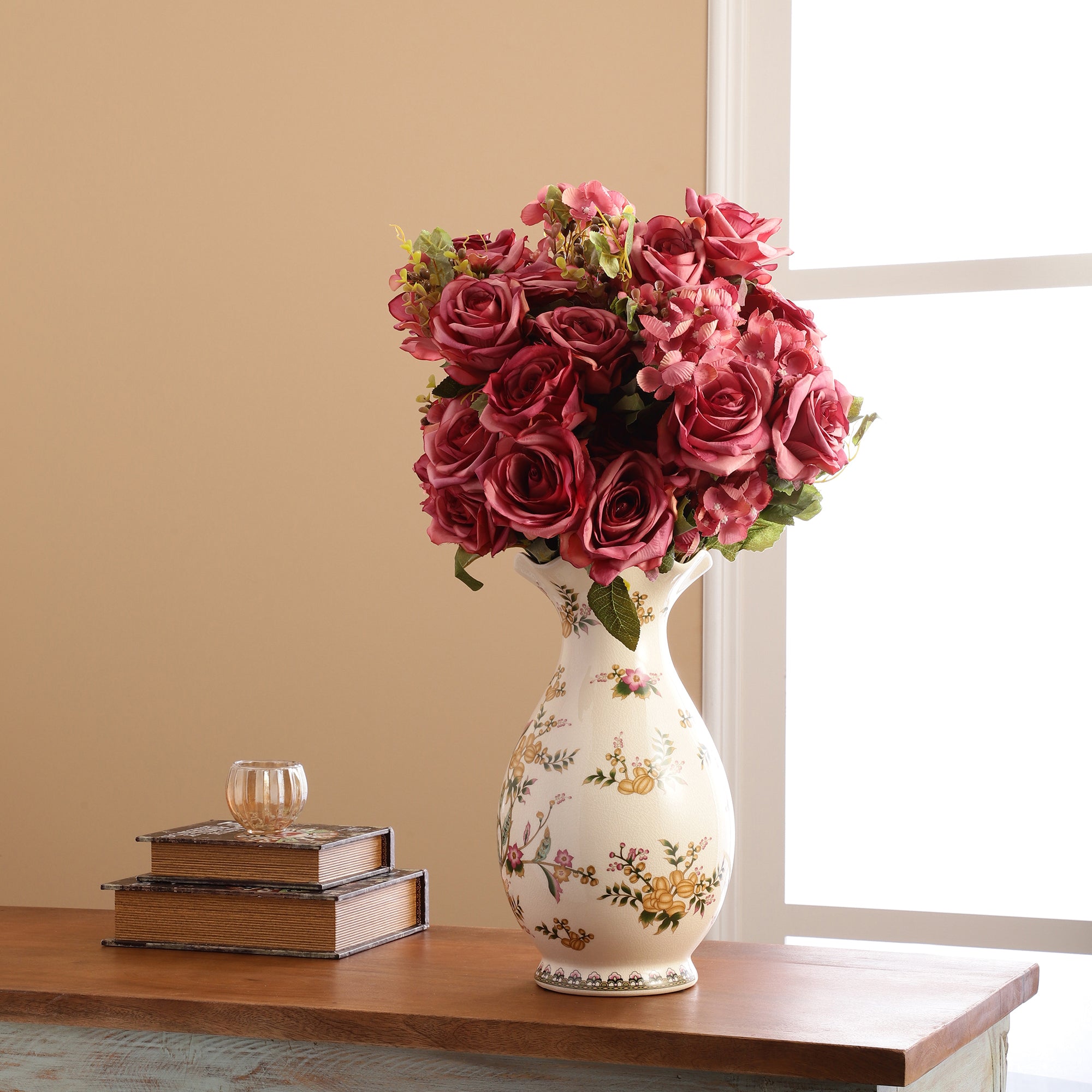 Pink Rose Faux Flower Bunch (Single)