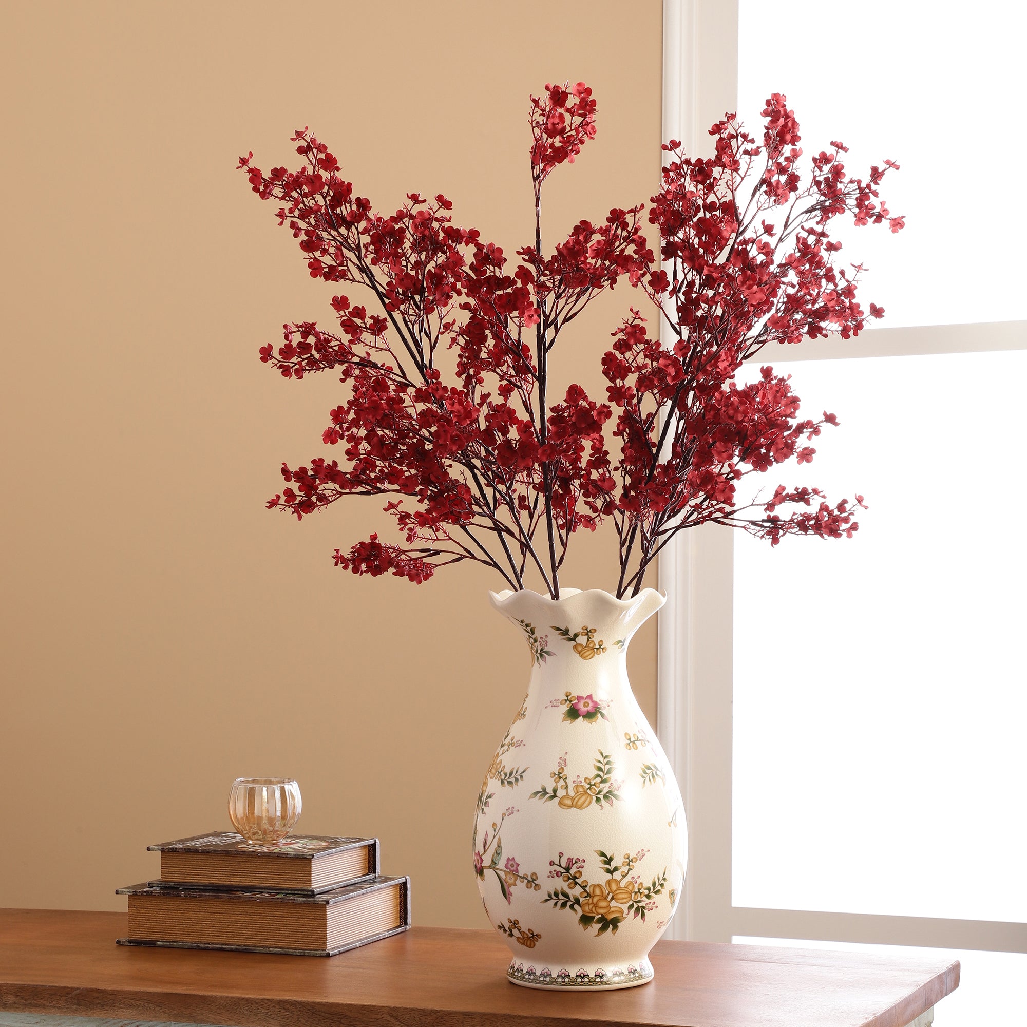 Red Gypsophila Faux Flower Stick (Single)