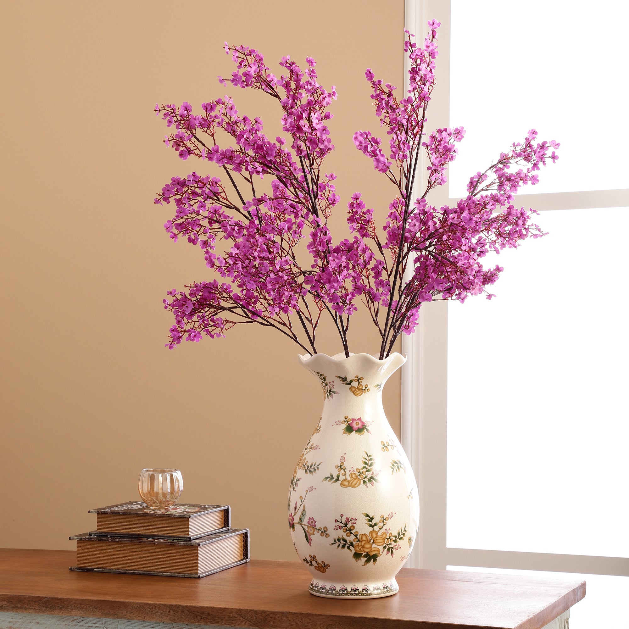 Mauve Gypsophila Faux Flower Stick (Single)