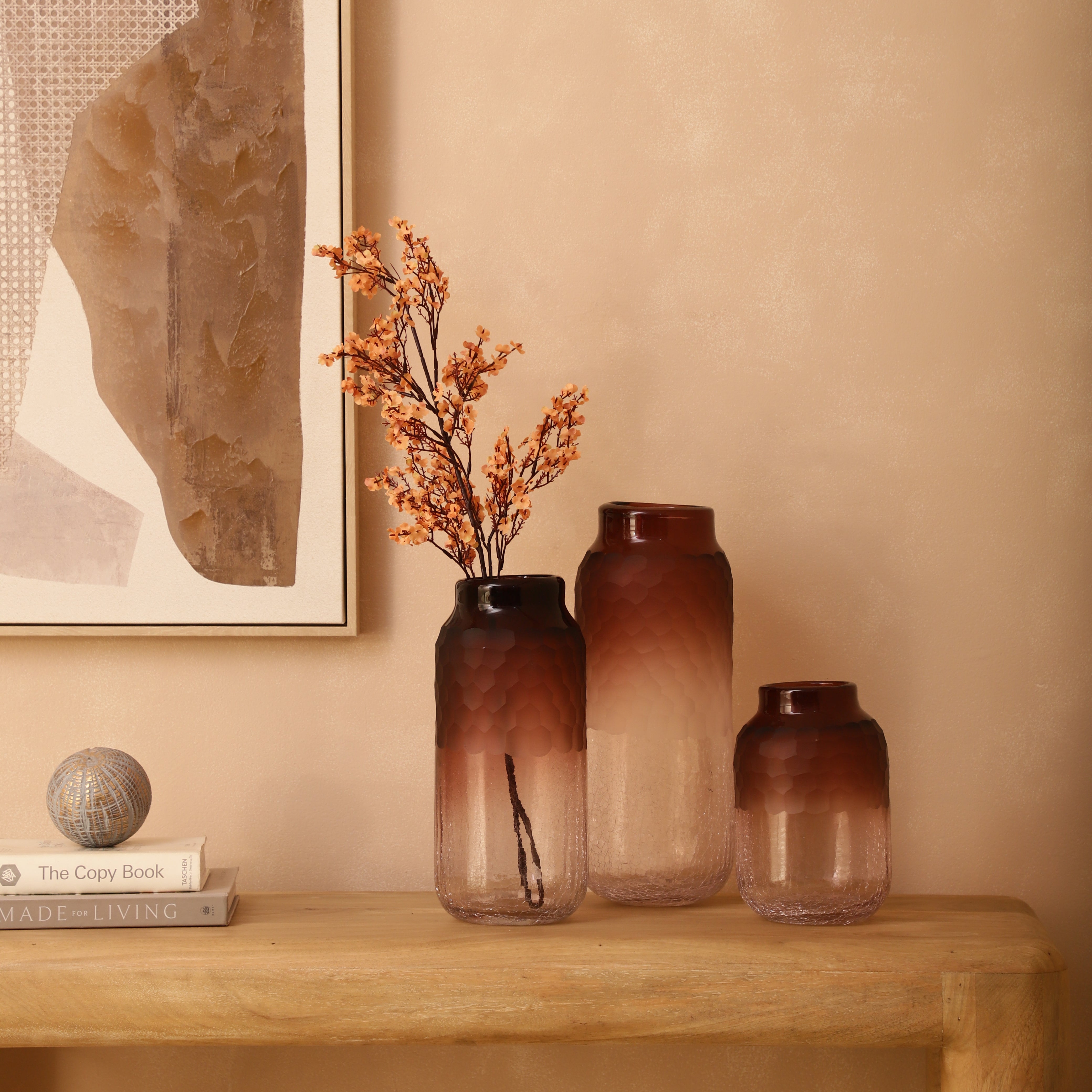 Wine Ombre Textured Glass Vase (Single)