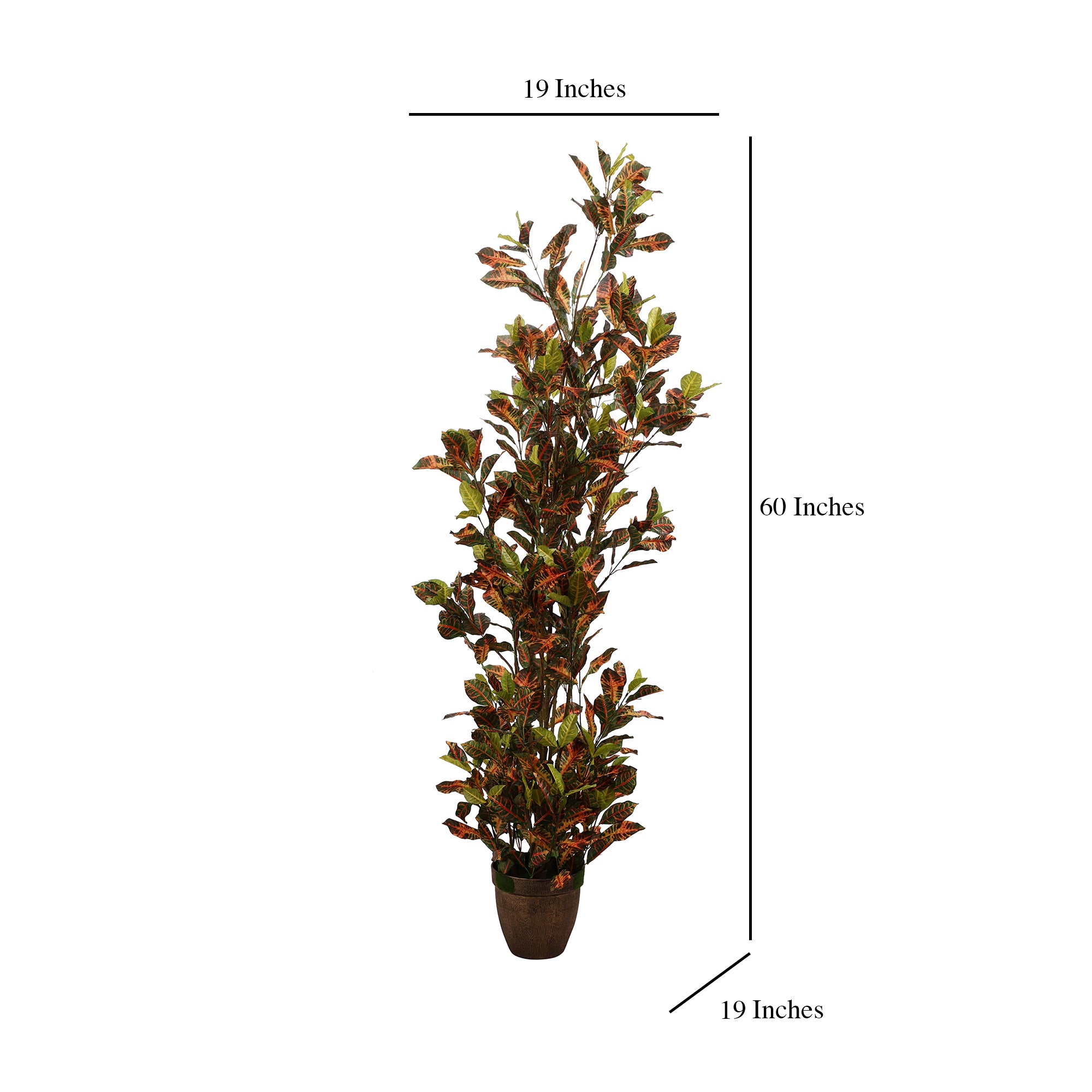 Blush Pink and Green Croton Faux Plant with Pot
