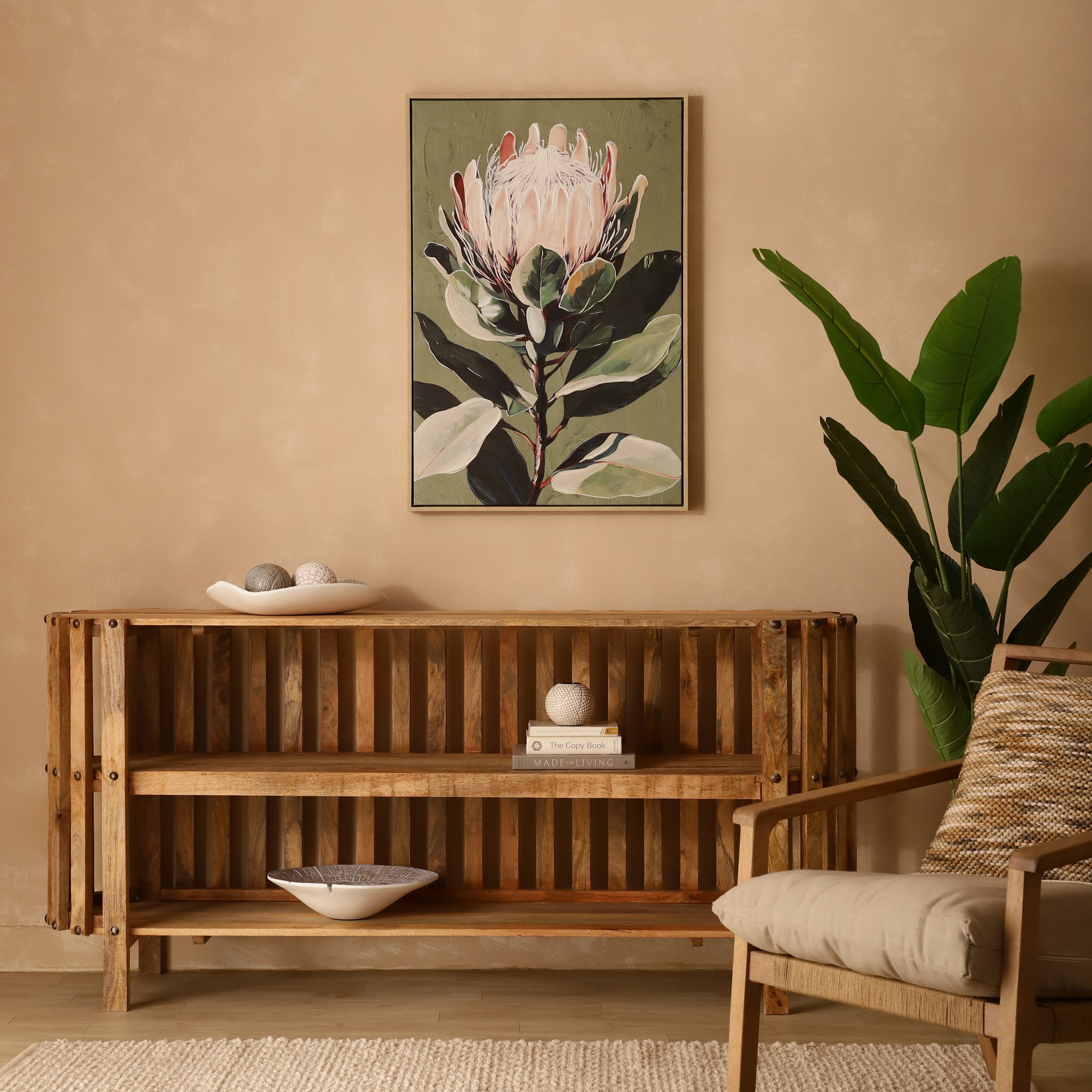 Protea Bloom Oil Hand-Painted Canvas Art