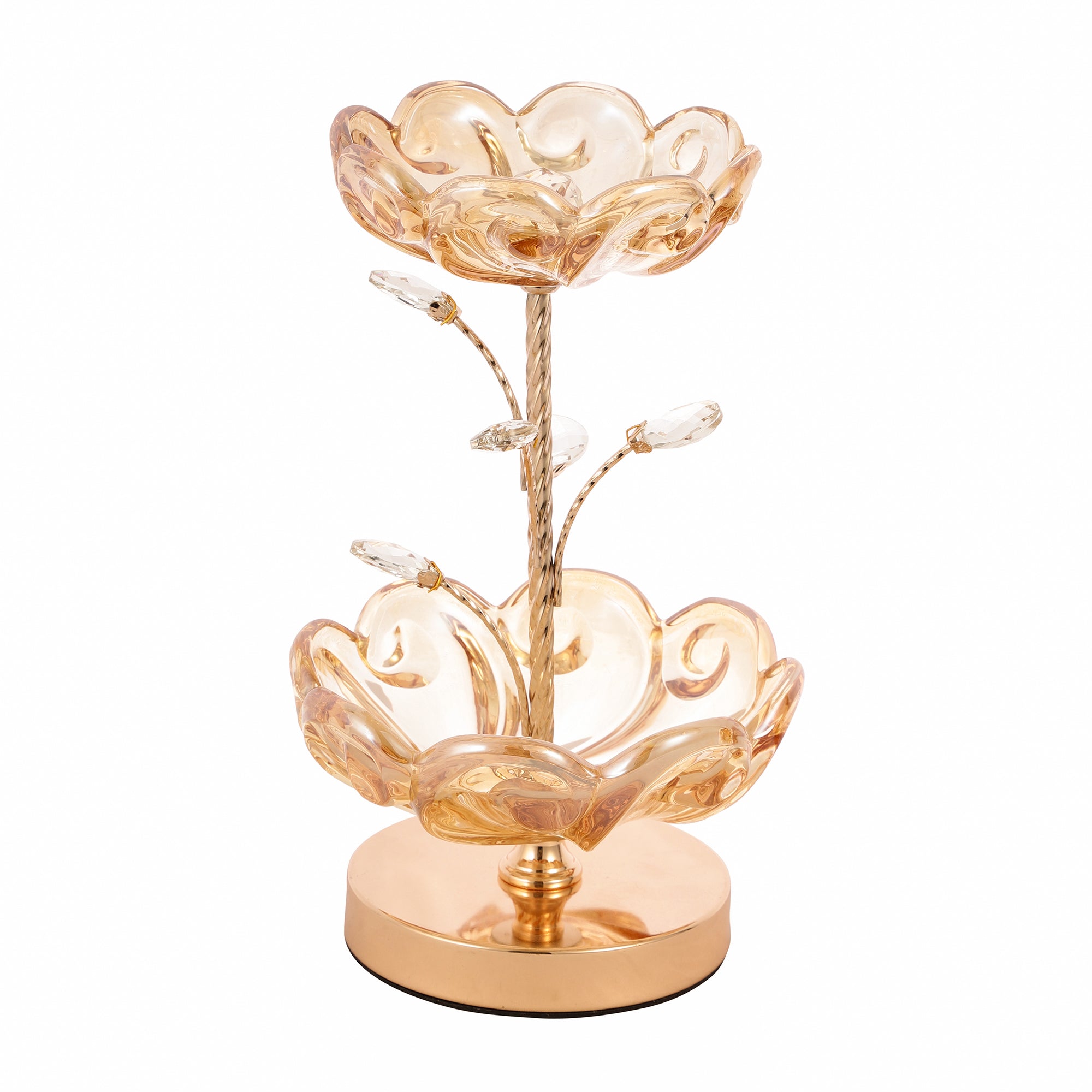 Two-Tier Crystal Glass Serving Platter