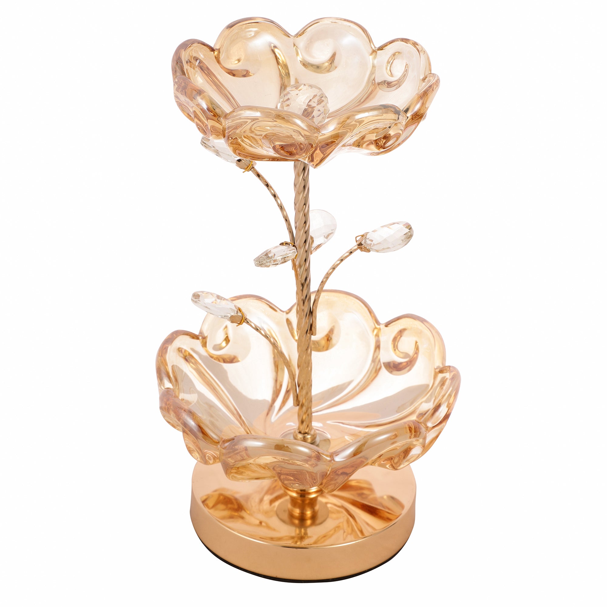 Two-Tier Crystal Glass Serving Platter