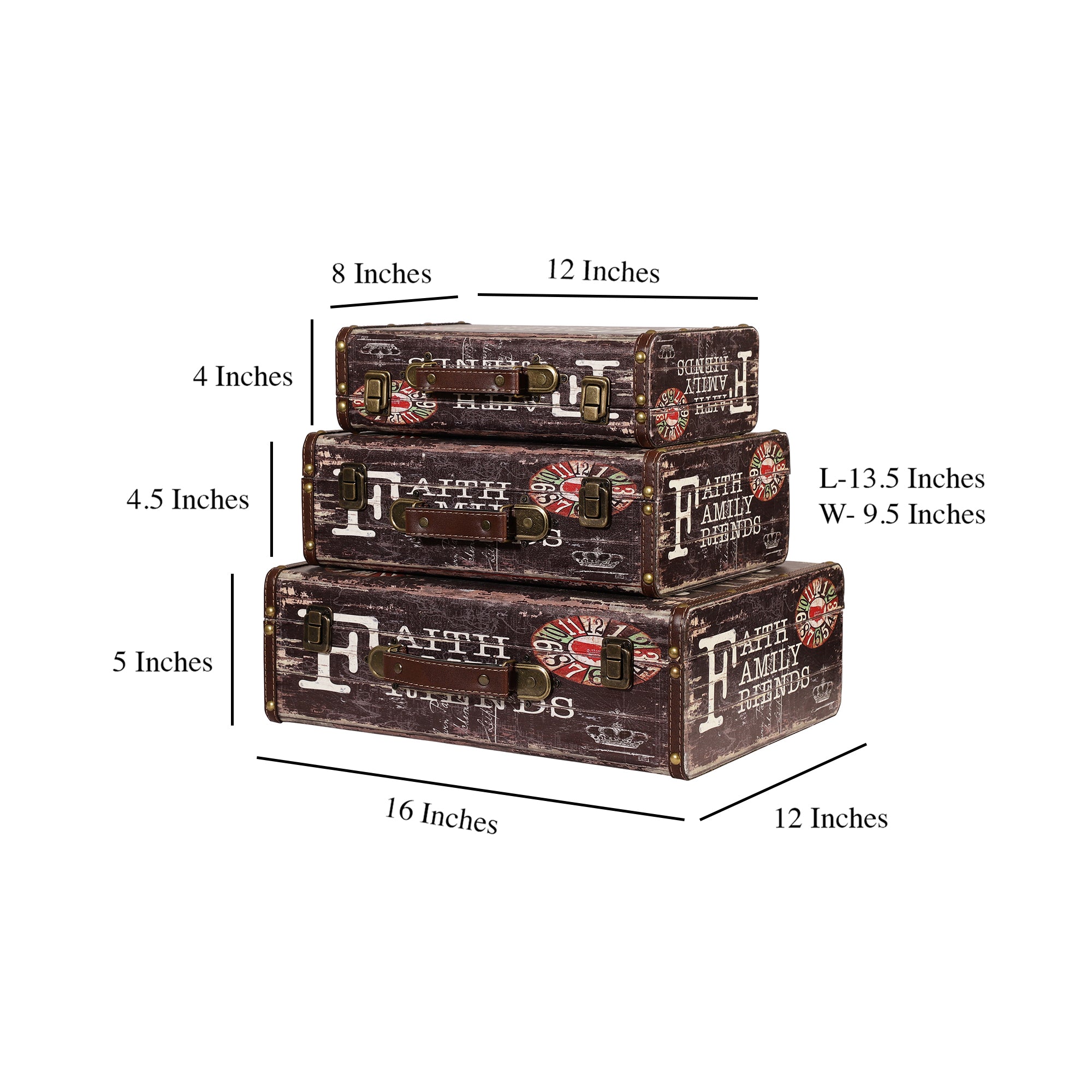 Faith Decorative Suitcase Set (Set of 3)