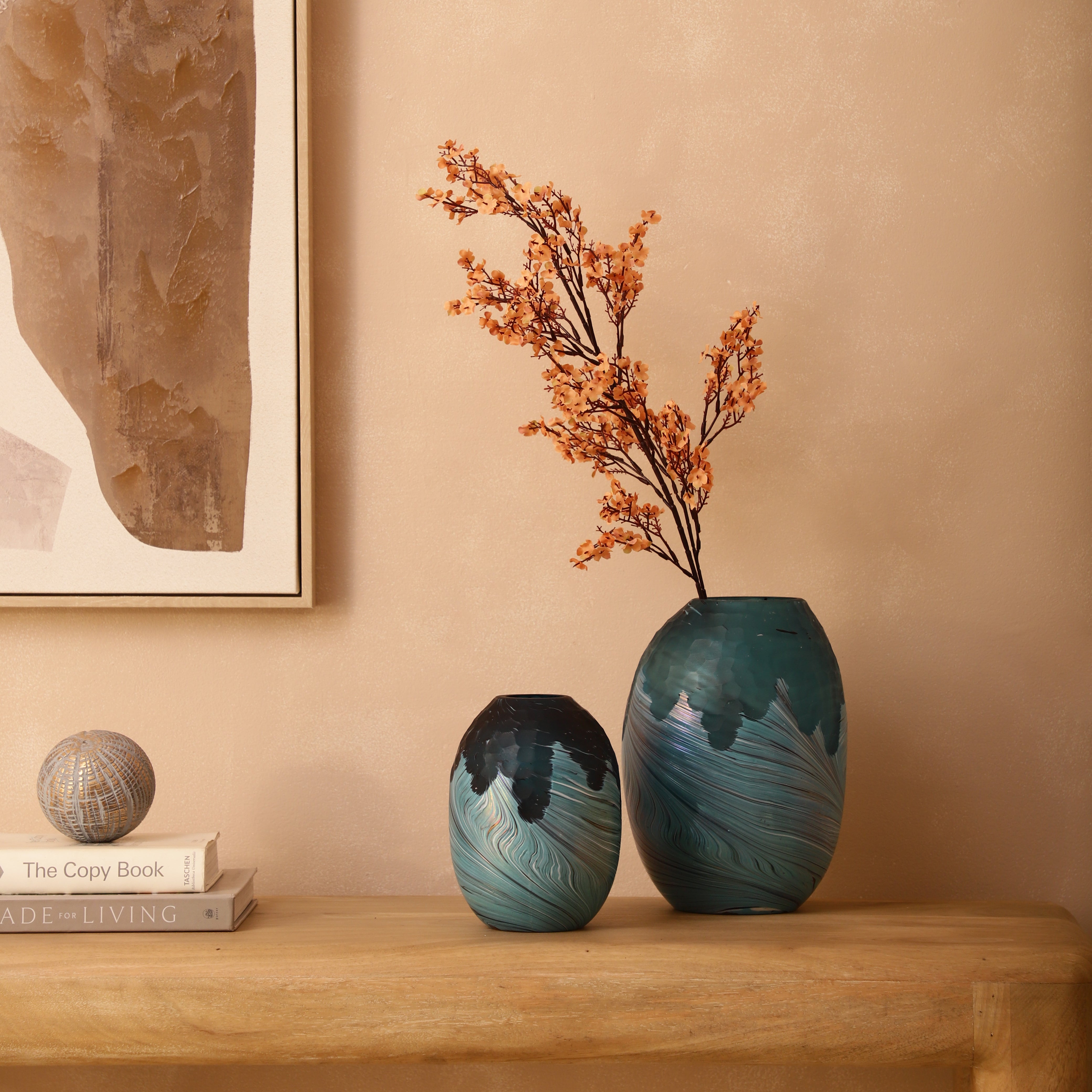Swirl Ombre Teal Glass Vase (Single)