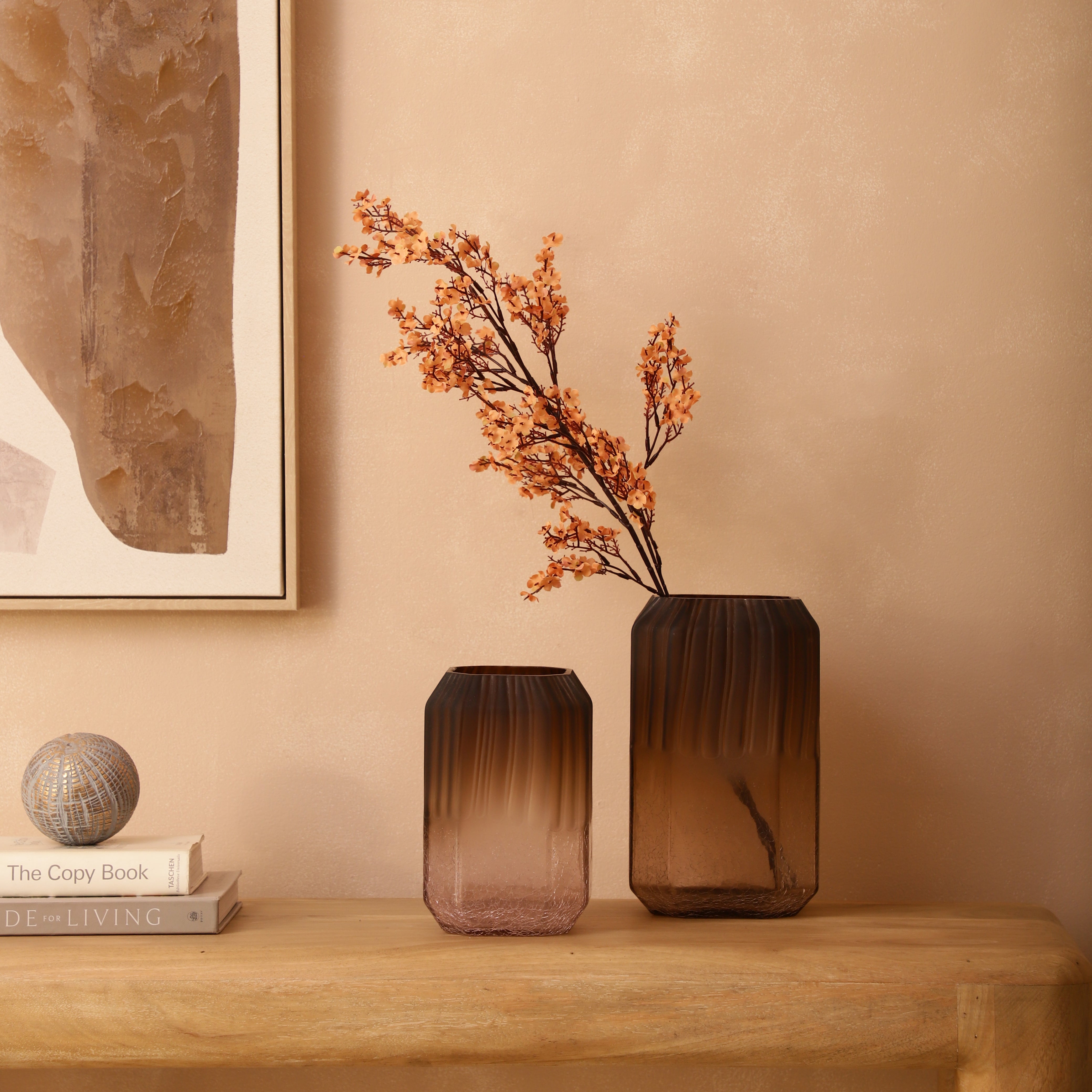 Rectangular Ombre Textured Glass Vase (Single)