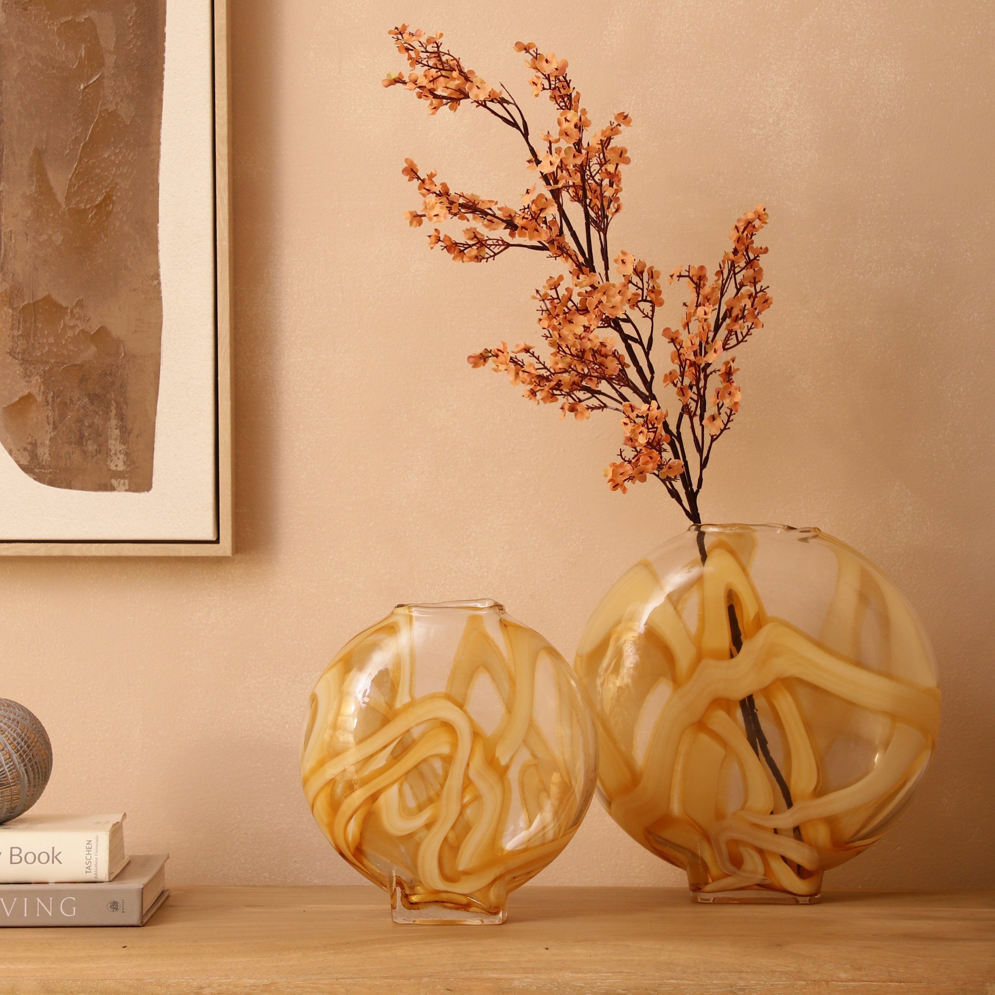 Ribbon Swirl Amber Glass Vase (Single)