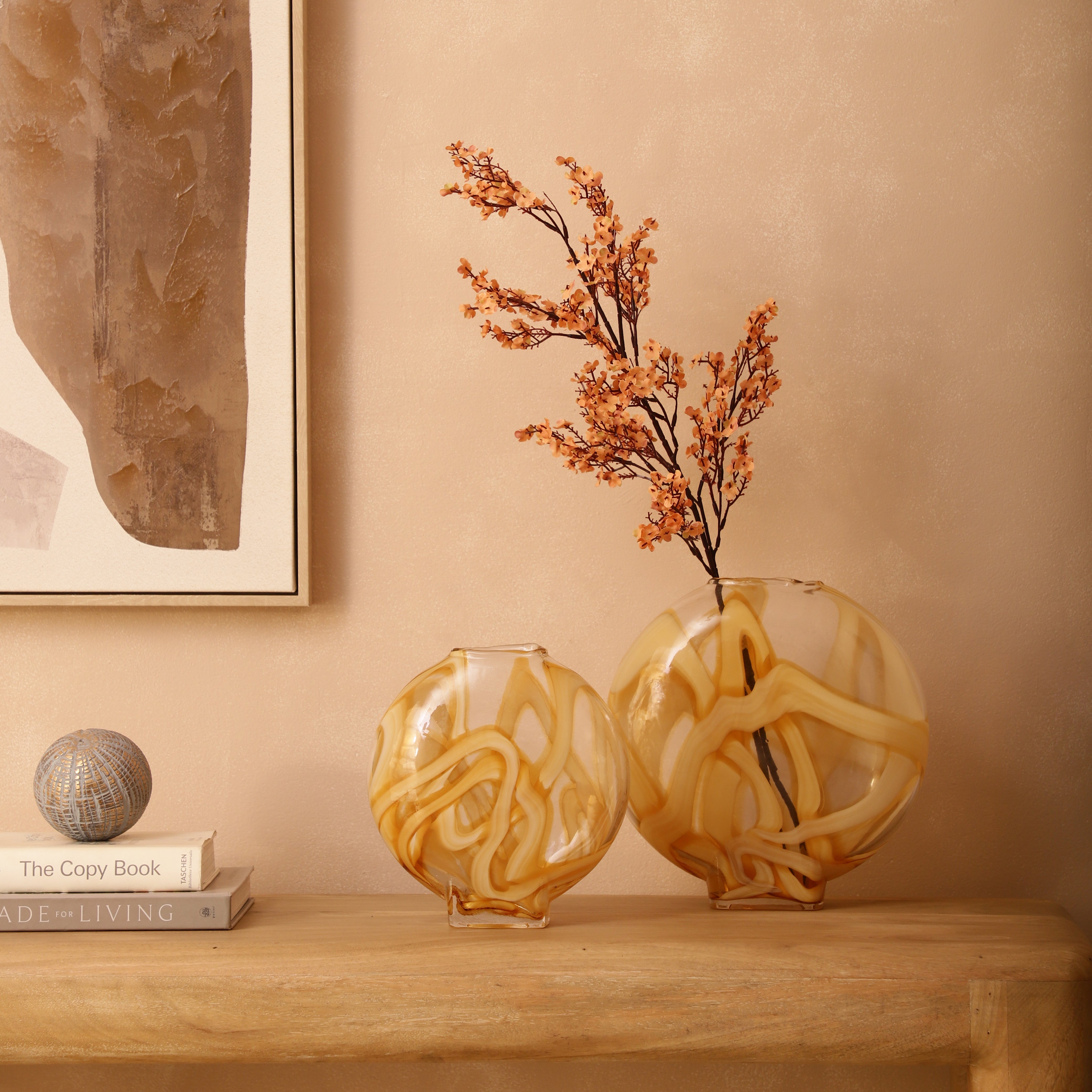 Ribbon Swirl Amber Glass Vase (Single)